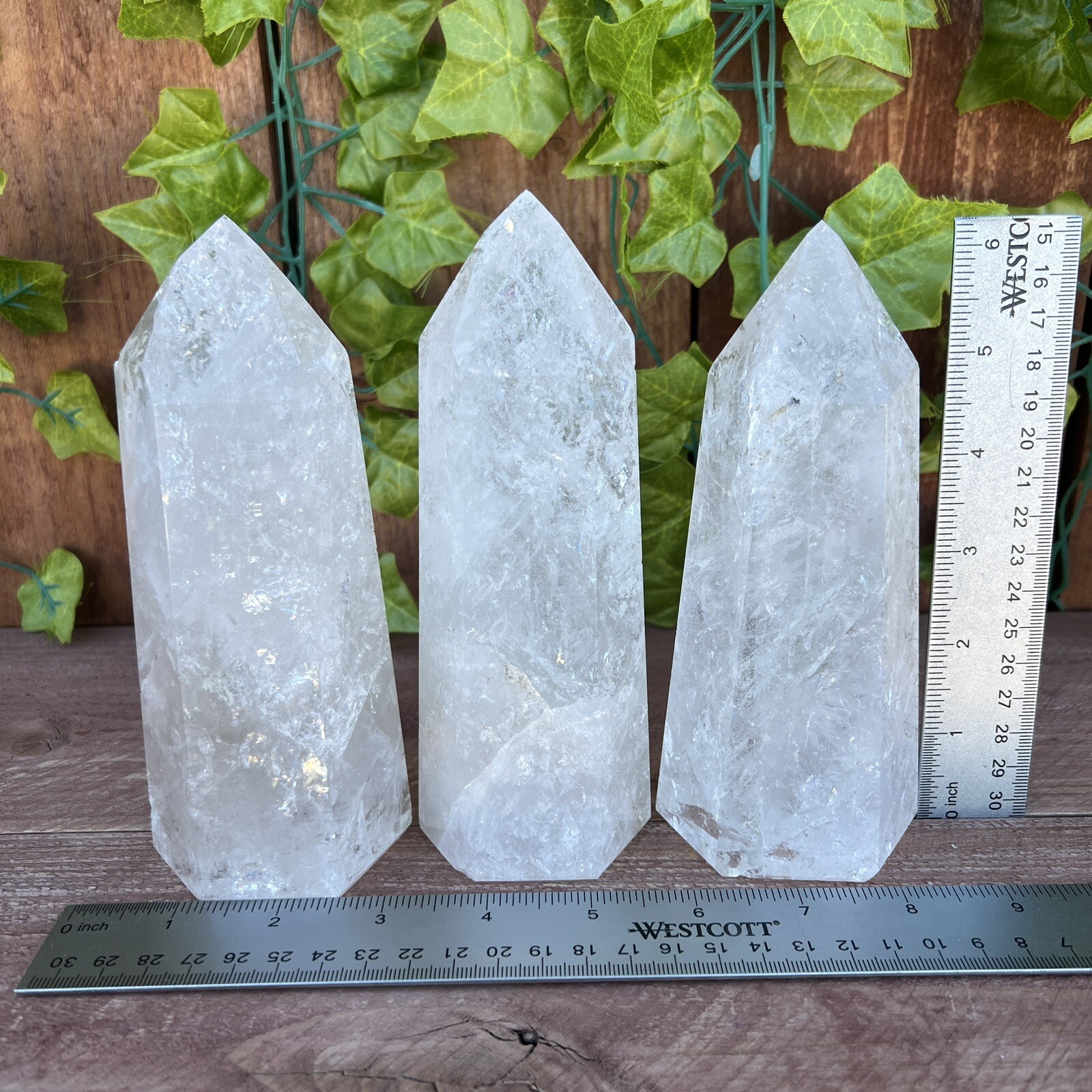 3 Piece Large Polished Quartz Crystal Points – 5 Pounds Wholesale Crystal Towers