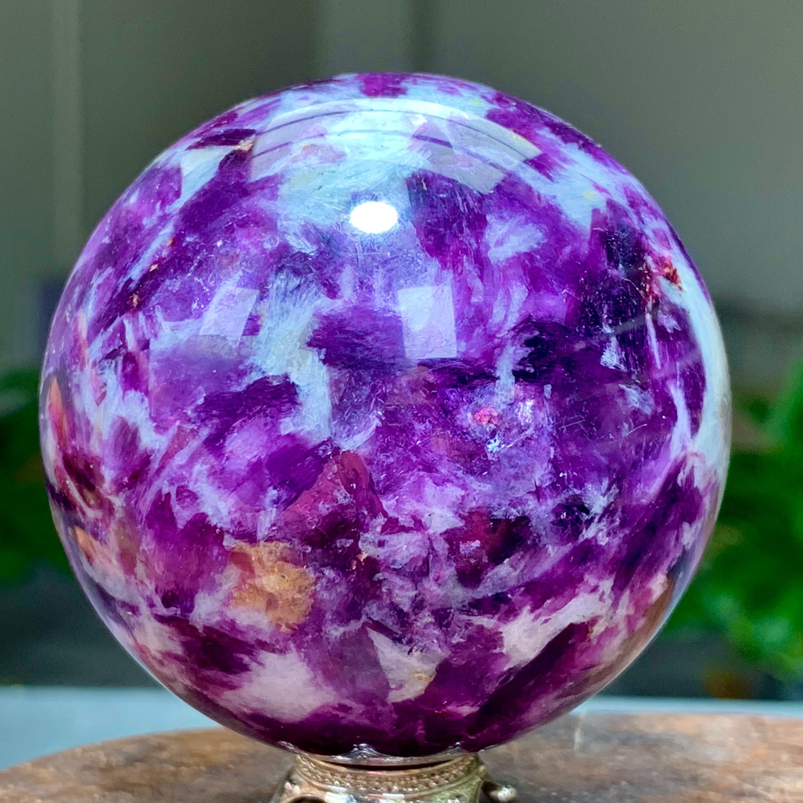 275G Natural Beautiful Purple Lithium Mica Crystal Spherical Mineral Sample