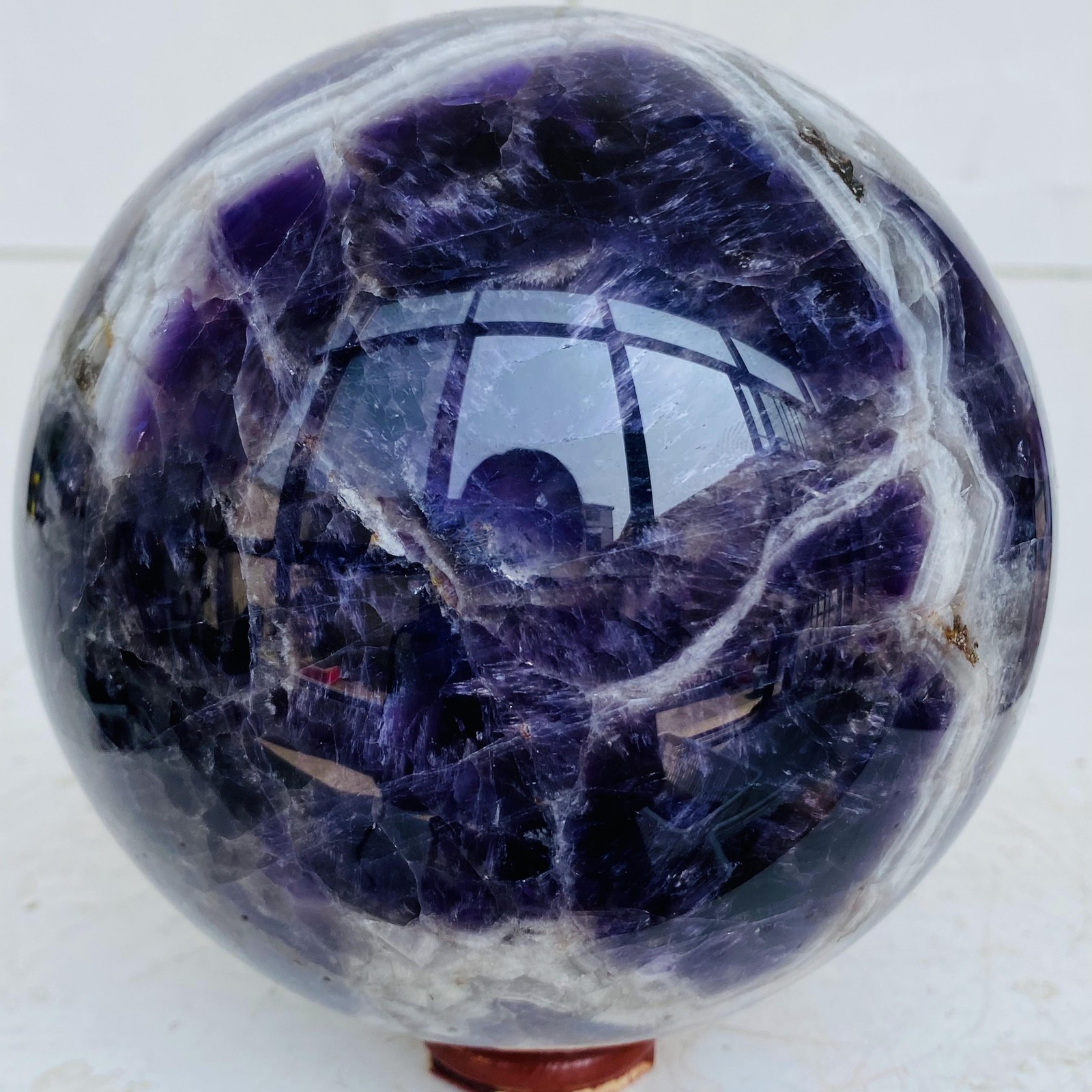 Natural Dream Amethyst Quartz Crystal Sphere Ball Healing 3040g