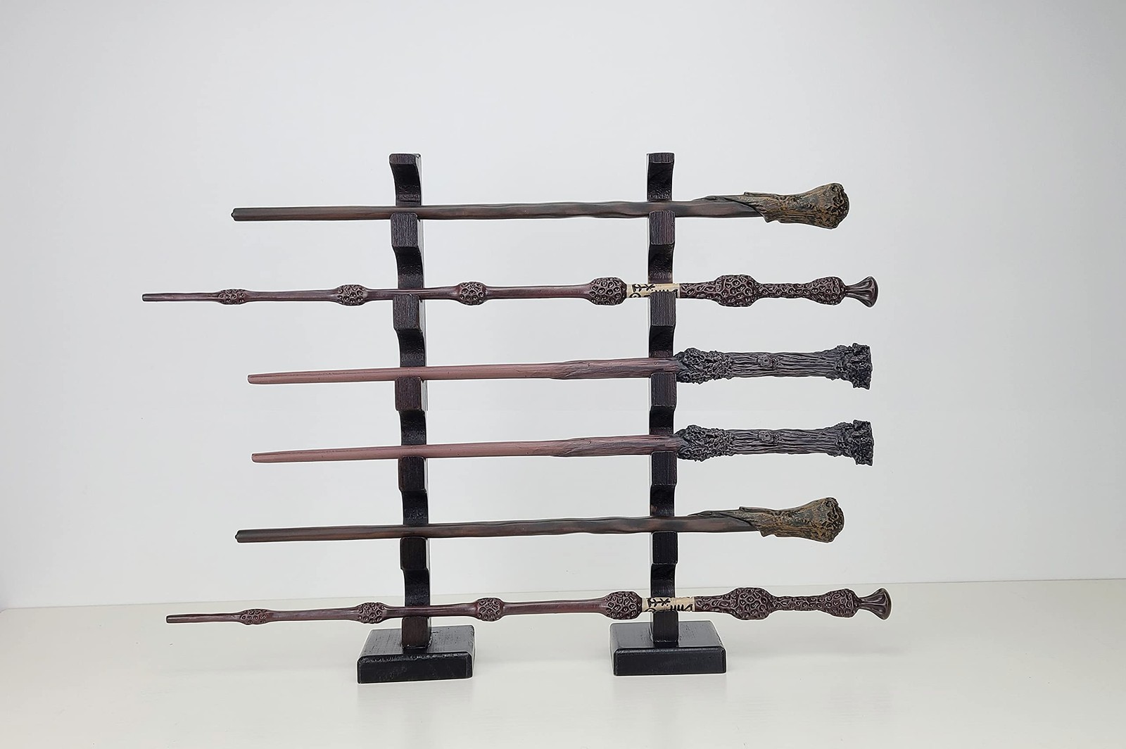 6 Tier Wooden Wizard Wand Display Stand Magic Wand Holder for Table Desk