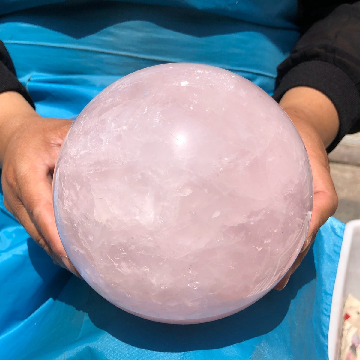 7.8LB Natural Pink Quartz Sphere Crystal Ball Energy Mineral Specimen Healing