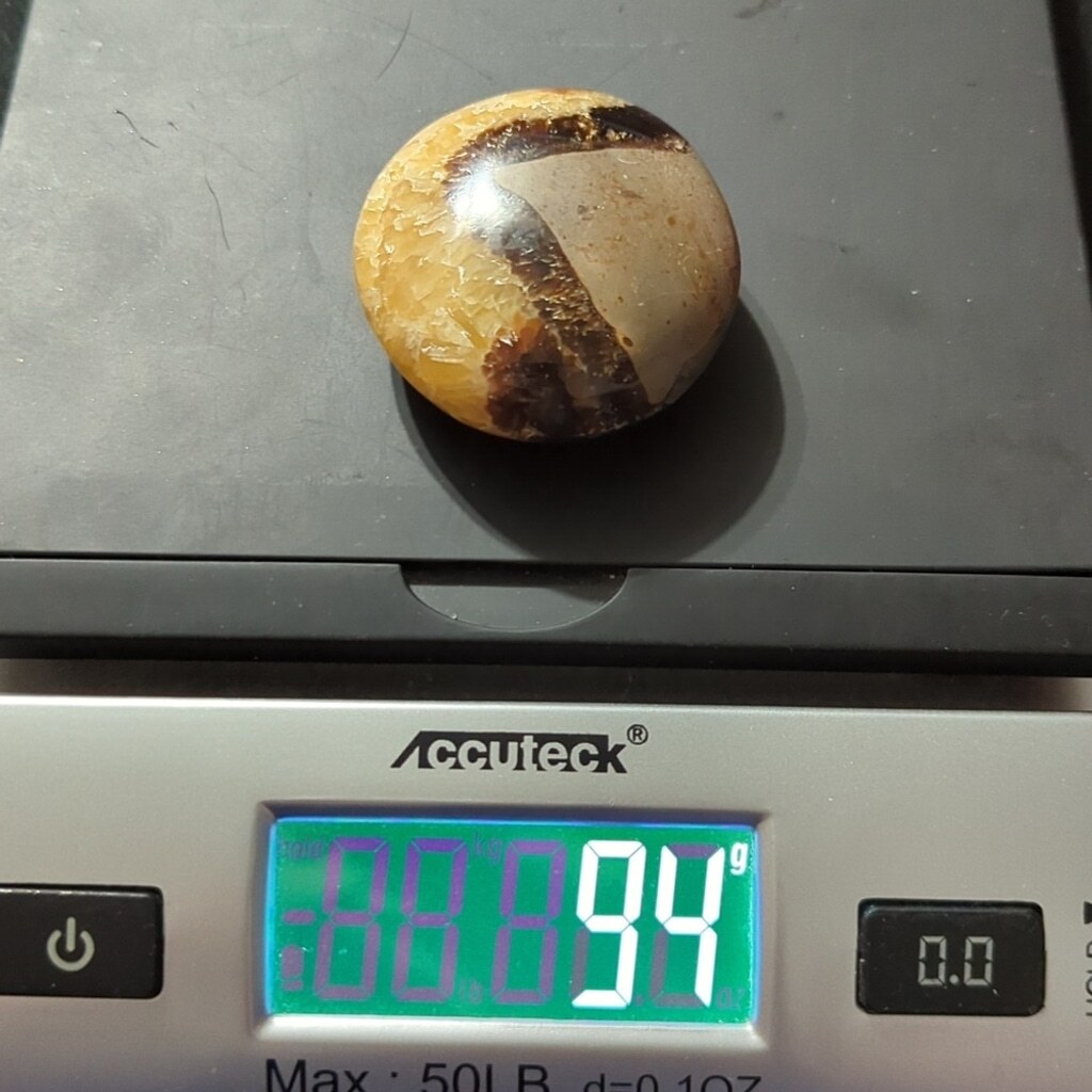 Yellow Brown Grey Septarian Gemstone Palm Stone – 94 Grams