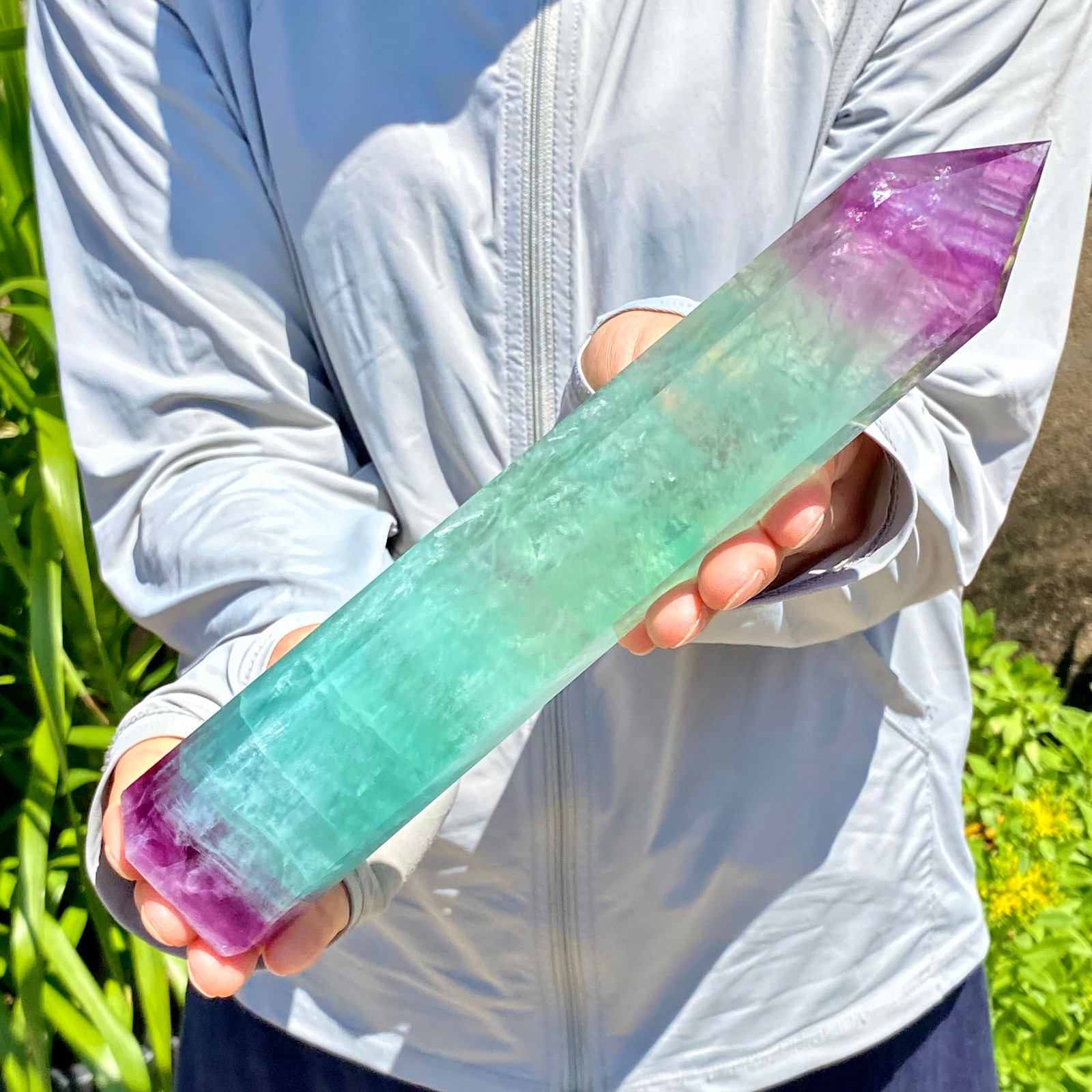2.07LB Large Natural colored fluorite crystal column obelisk healing specimen