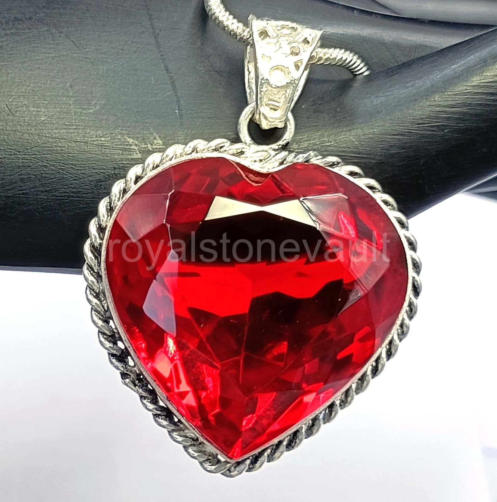 IGL Certified 92.55 Ct Natural Red Ruby Heart Pendant – Solid 925 Silver 5JOY