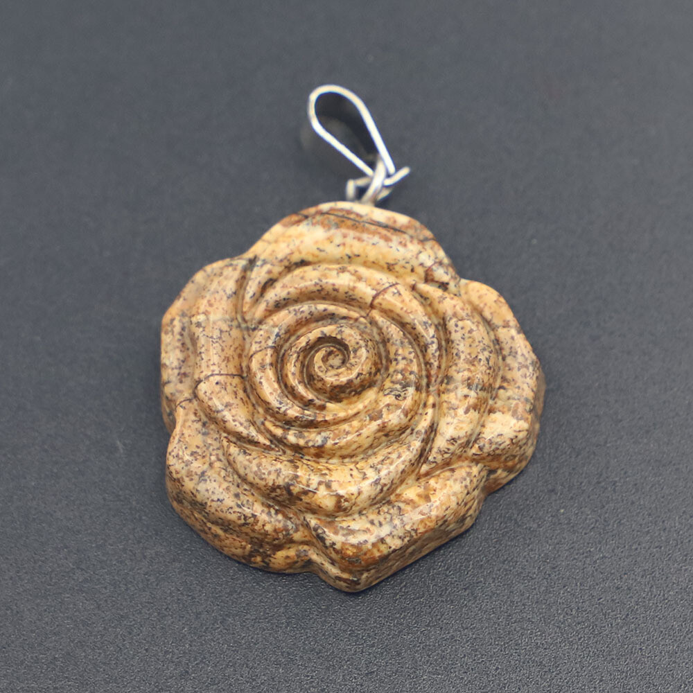 Natural gemstone crystal carved rose pendant Fashion Gift Healthy Healing