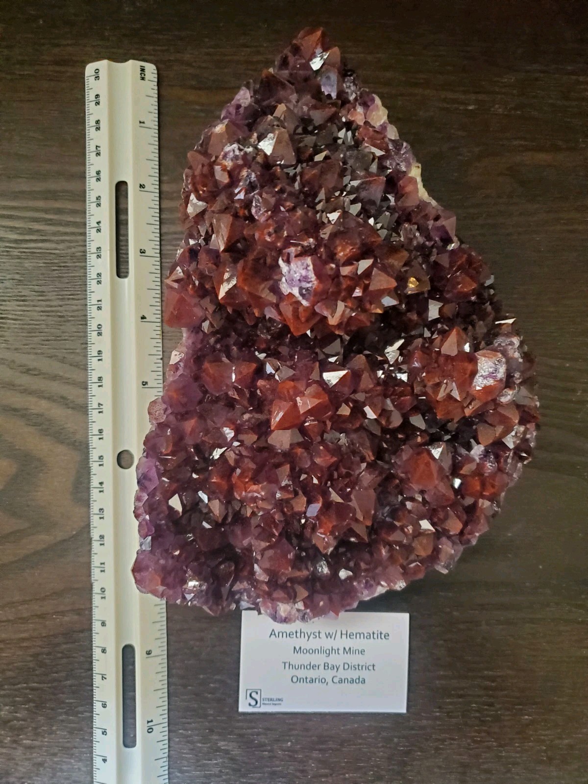 Amethyst with Hematite, Moonlight Mine, Thunder Bay District, Ontario, Canada