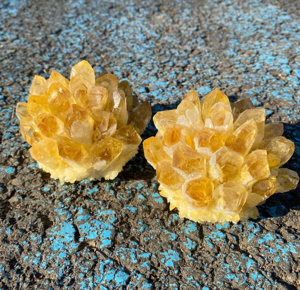 2026NEWFIND 1PC Rare Citrine Cluster Healing Golden Floral Crystal Geode Decor