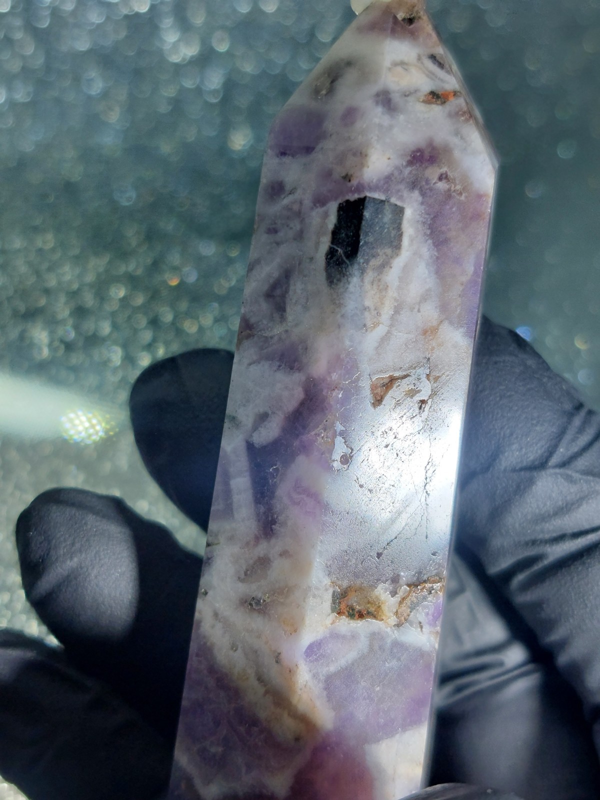 X1 Amethyst Crystal Tower Point Obelisk Healing Energy 81.7g 9.9cm