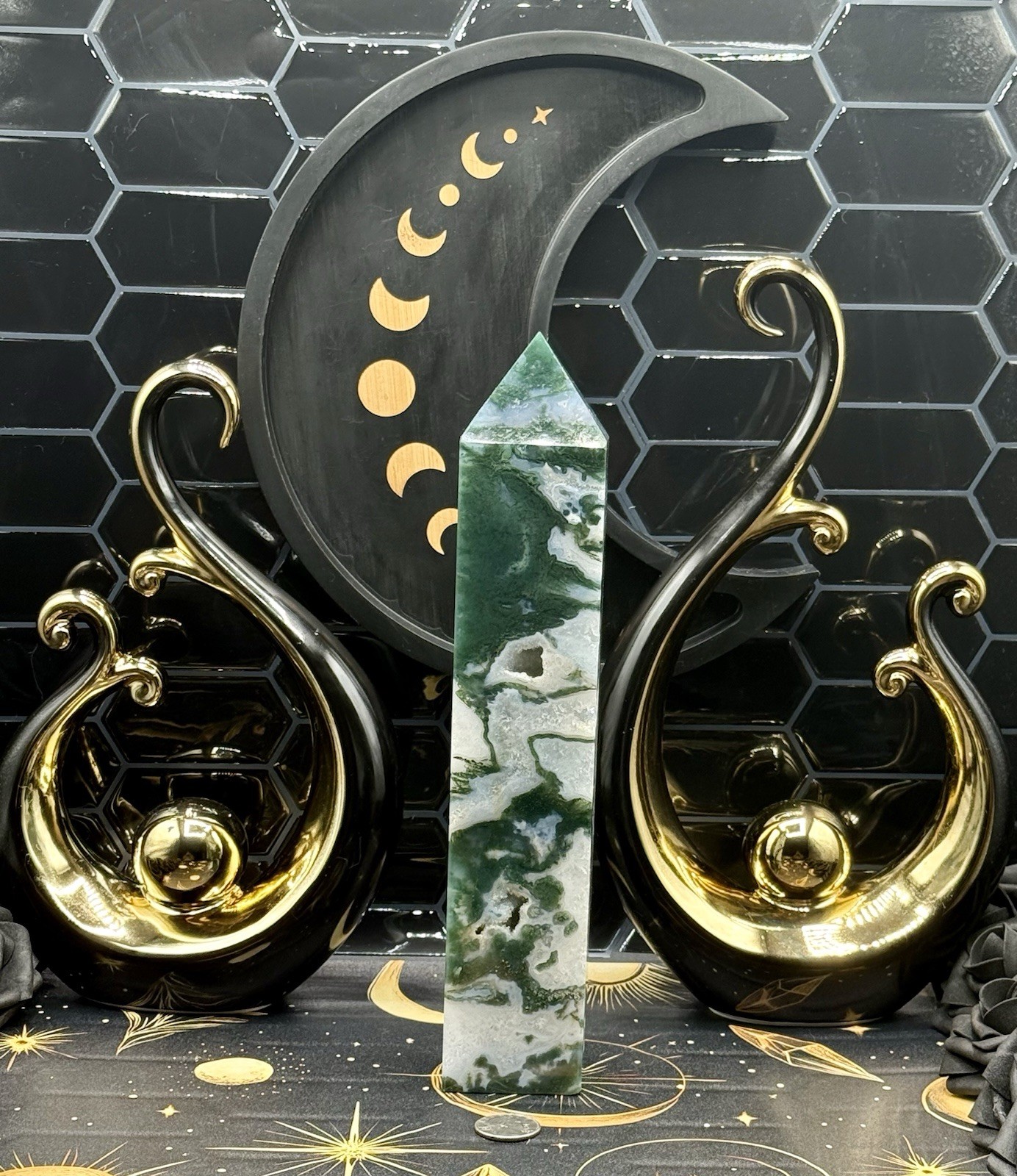 Natural Moss Agate Statement Tower XL 3.4lbs Amazing price Free ship