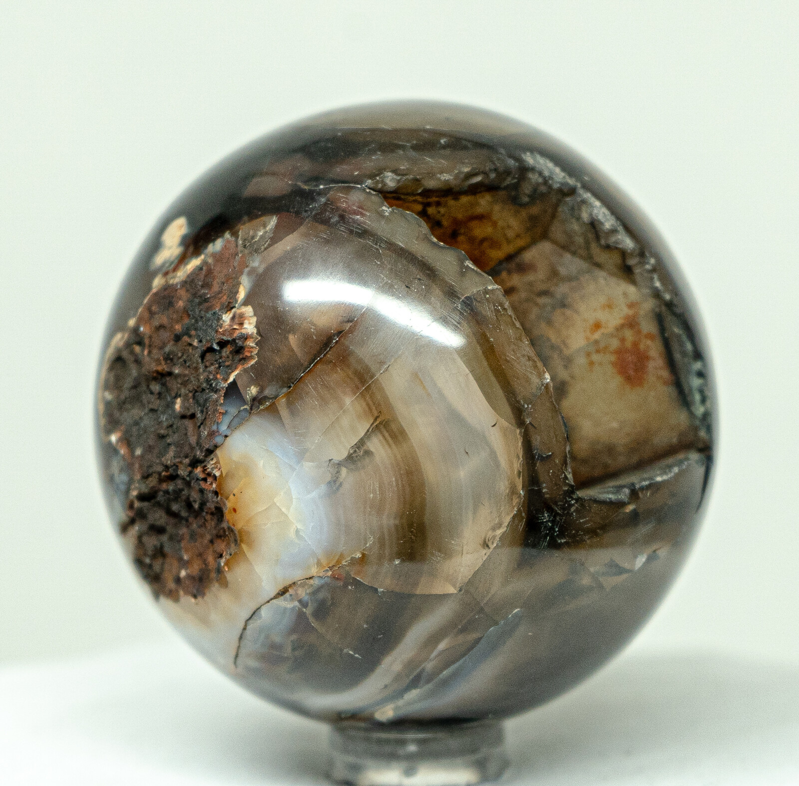 2.2″ Multicolor Agate w/ Hole Sphere Polished Chalcedony Crystal Mineral – India