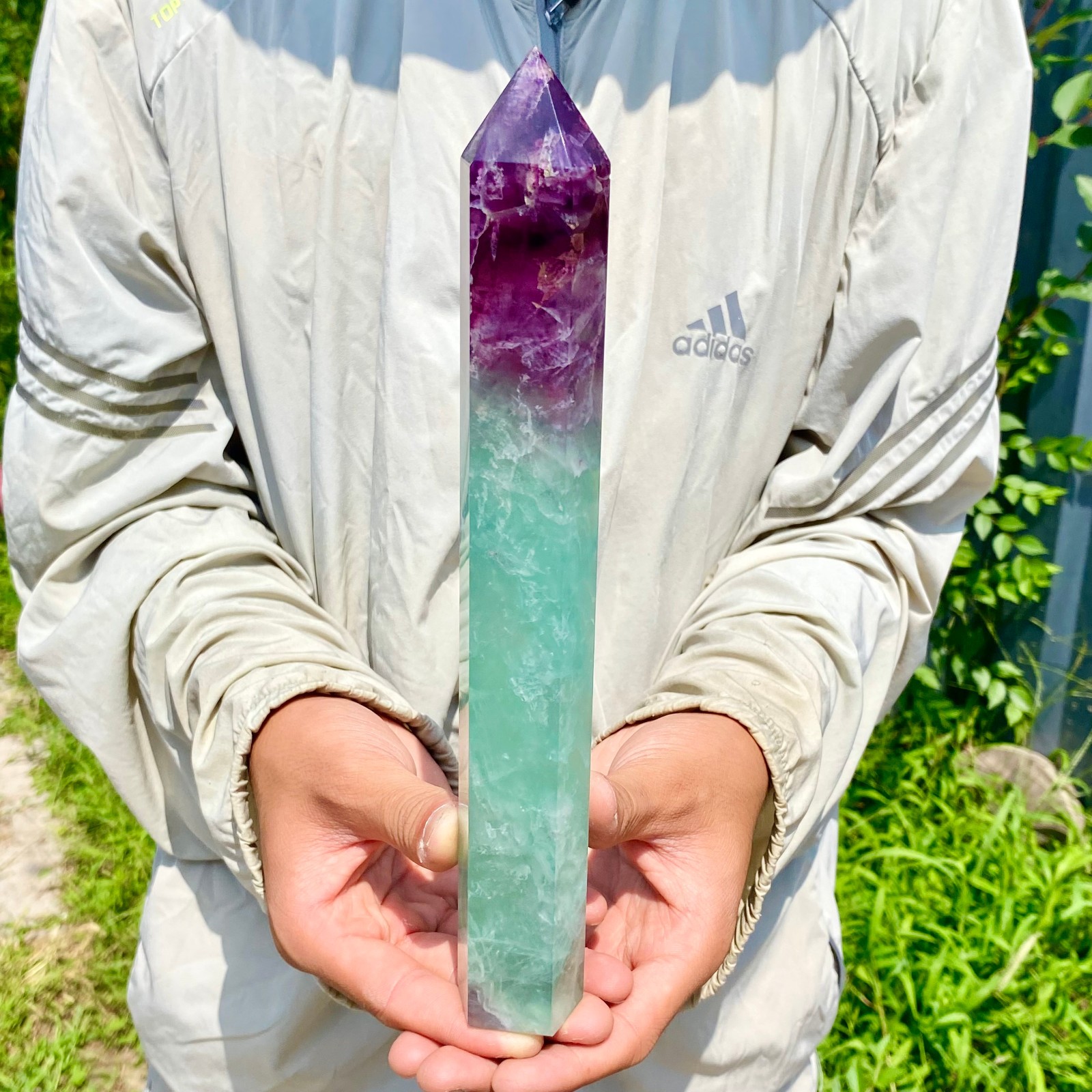 1.86LB Large Natural colored fluorite crystal column obelisk healing specimen