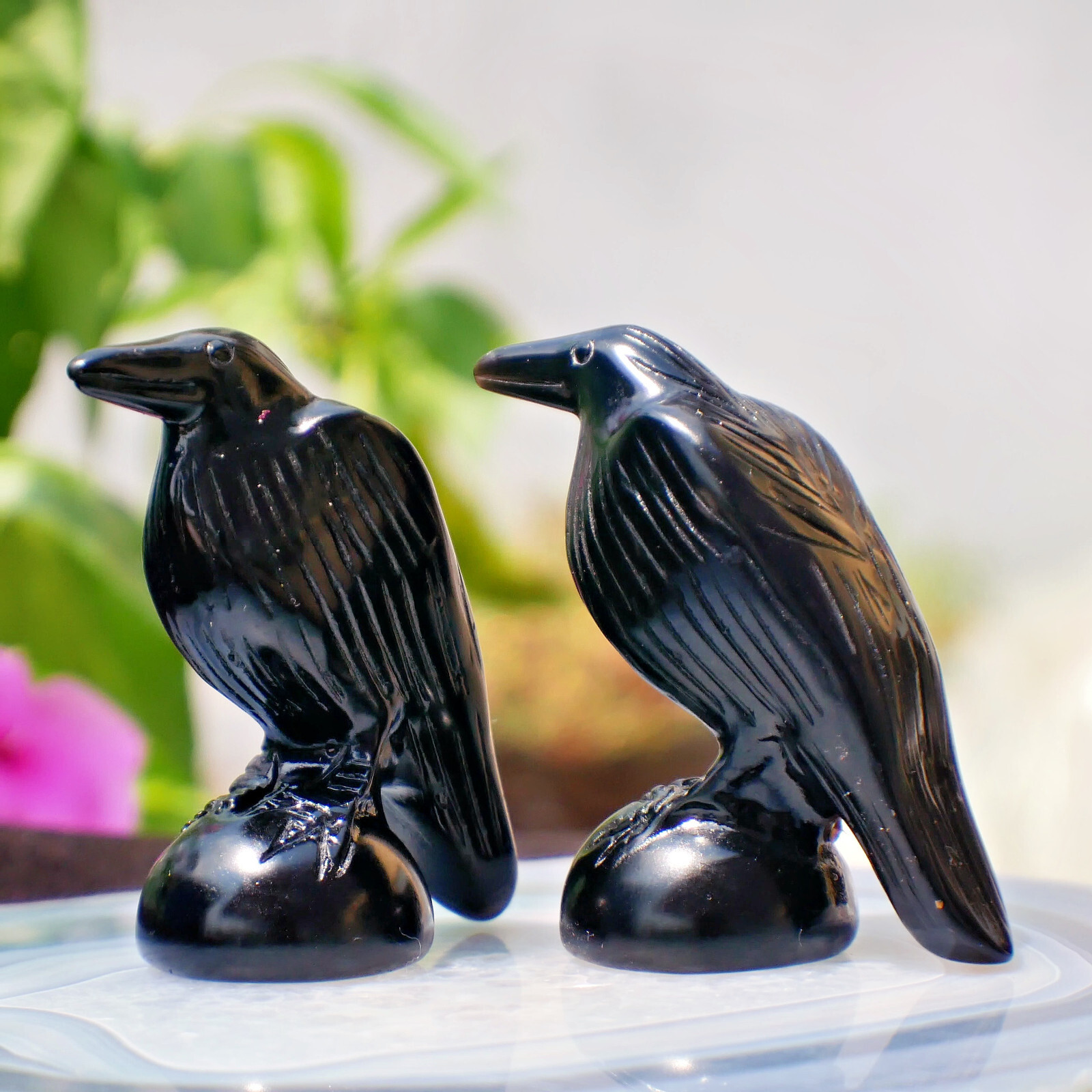Wholesale Lot 5pcs Natural Obsidian Carved Crow Quartz Crystal Bird Skull 2.2″