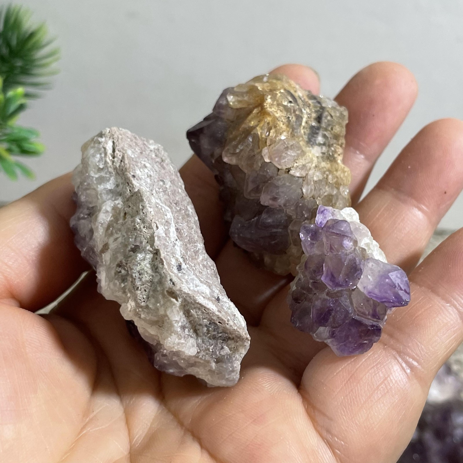3pc 82g Natural amethyst rough stone Uruguay amethyst cluster block Amethyst a14