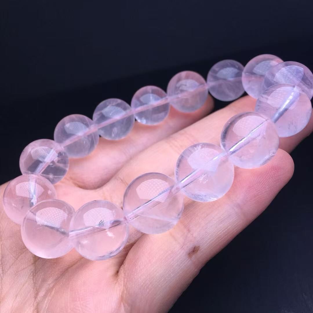 14mm Natural Rose Quartz Bead Bracelet Reiki Crystal Quartz Healing Decorate 1pc