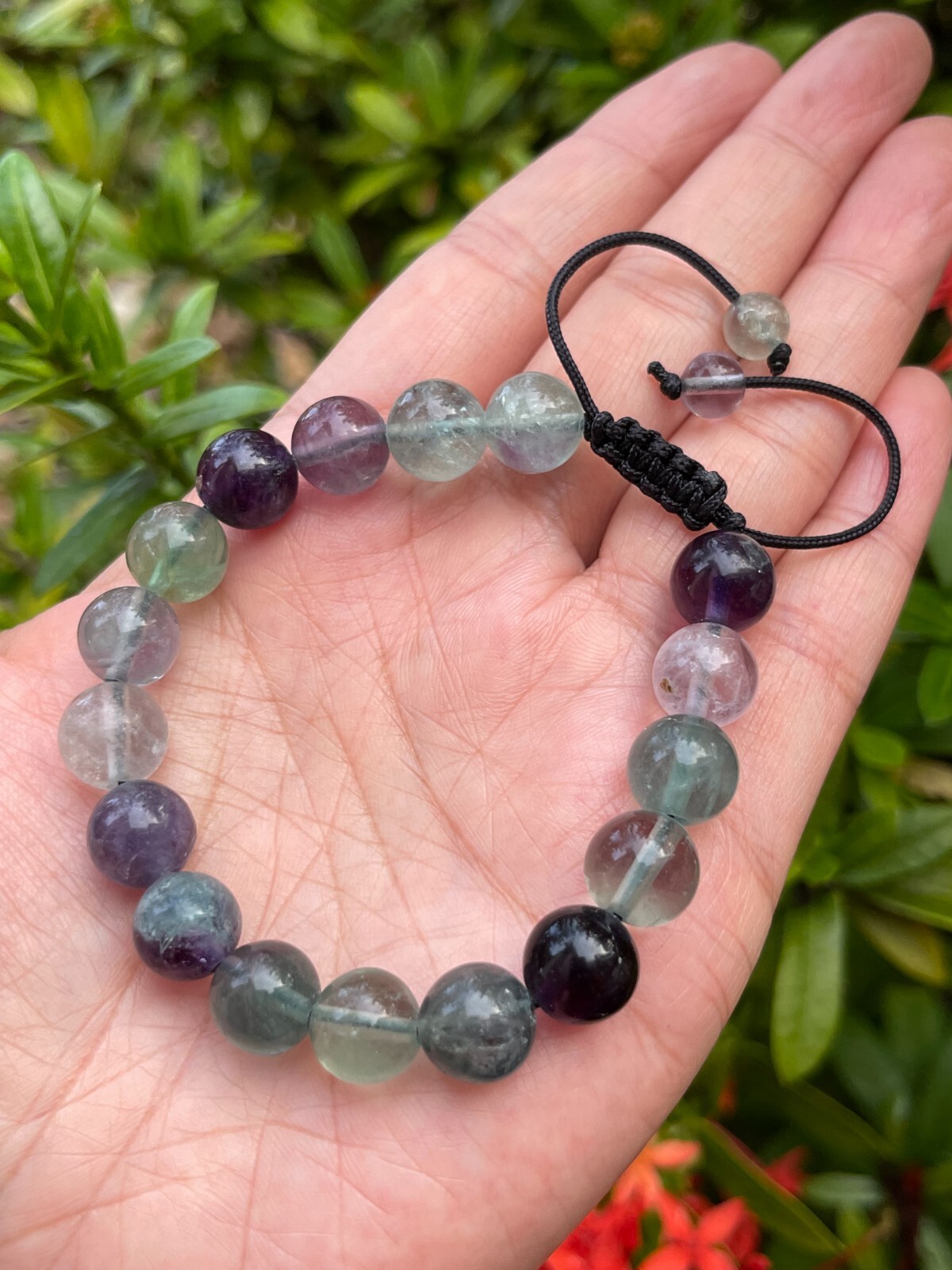 Grade A++ Fluorite Crystal Adjustable Bead Bracelet 10mm, Genuine Gems Bracelet