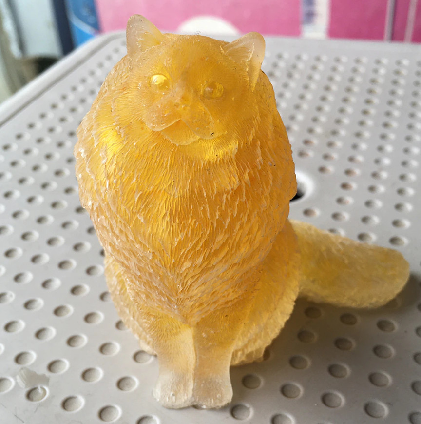 1x Handmade Natural Quartz Stone Cute Cat Healing Crystal Witch Decor Sculpture