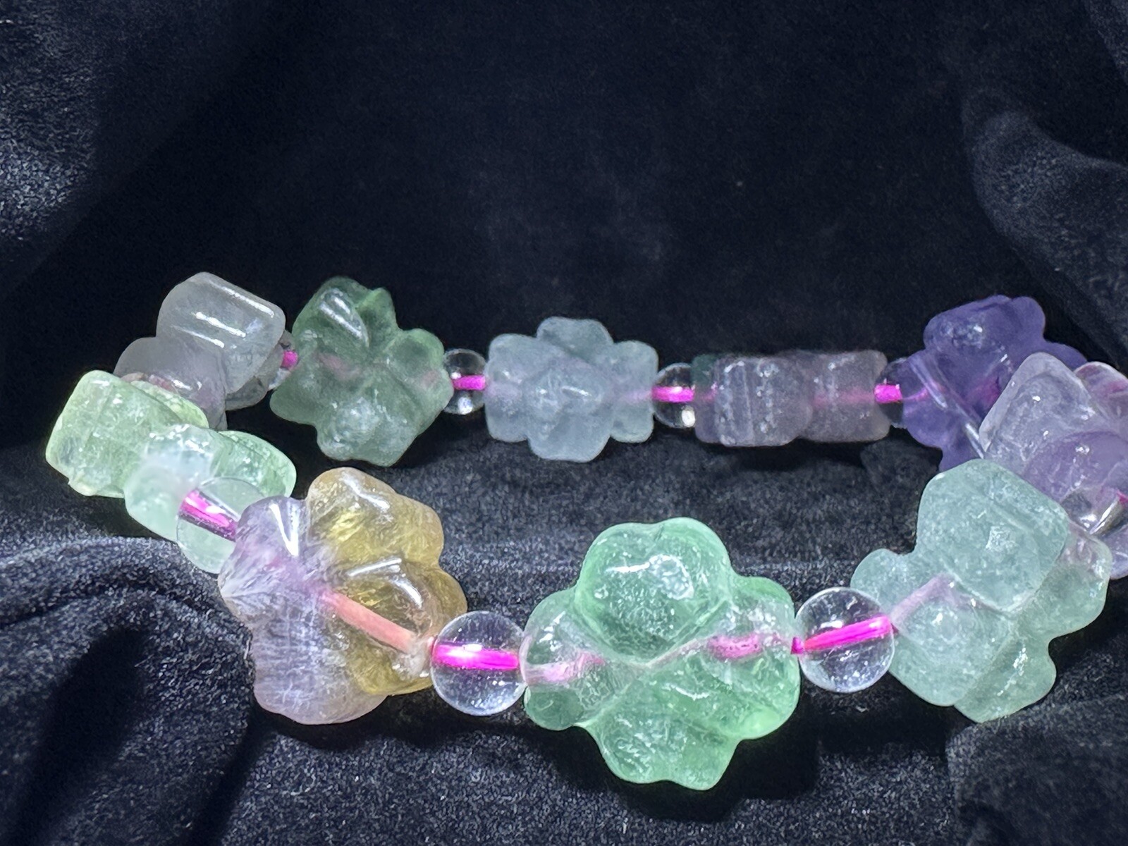 Fluorite Crystal Four Leaf Clover Bracelet