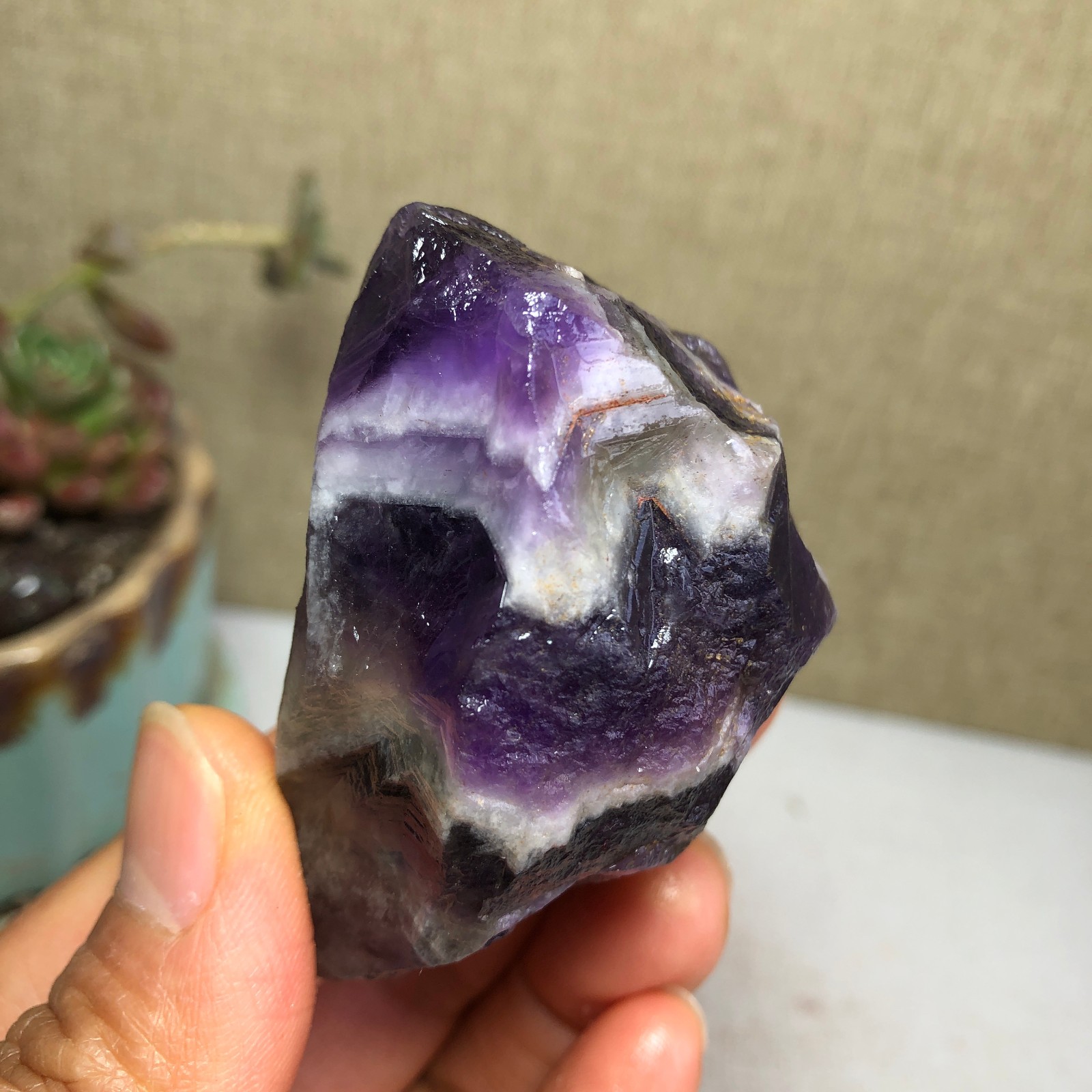 58mm Natural Dream Amethyst gemstone rough Crystal uncut specimens 110g A3813