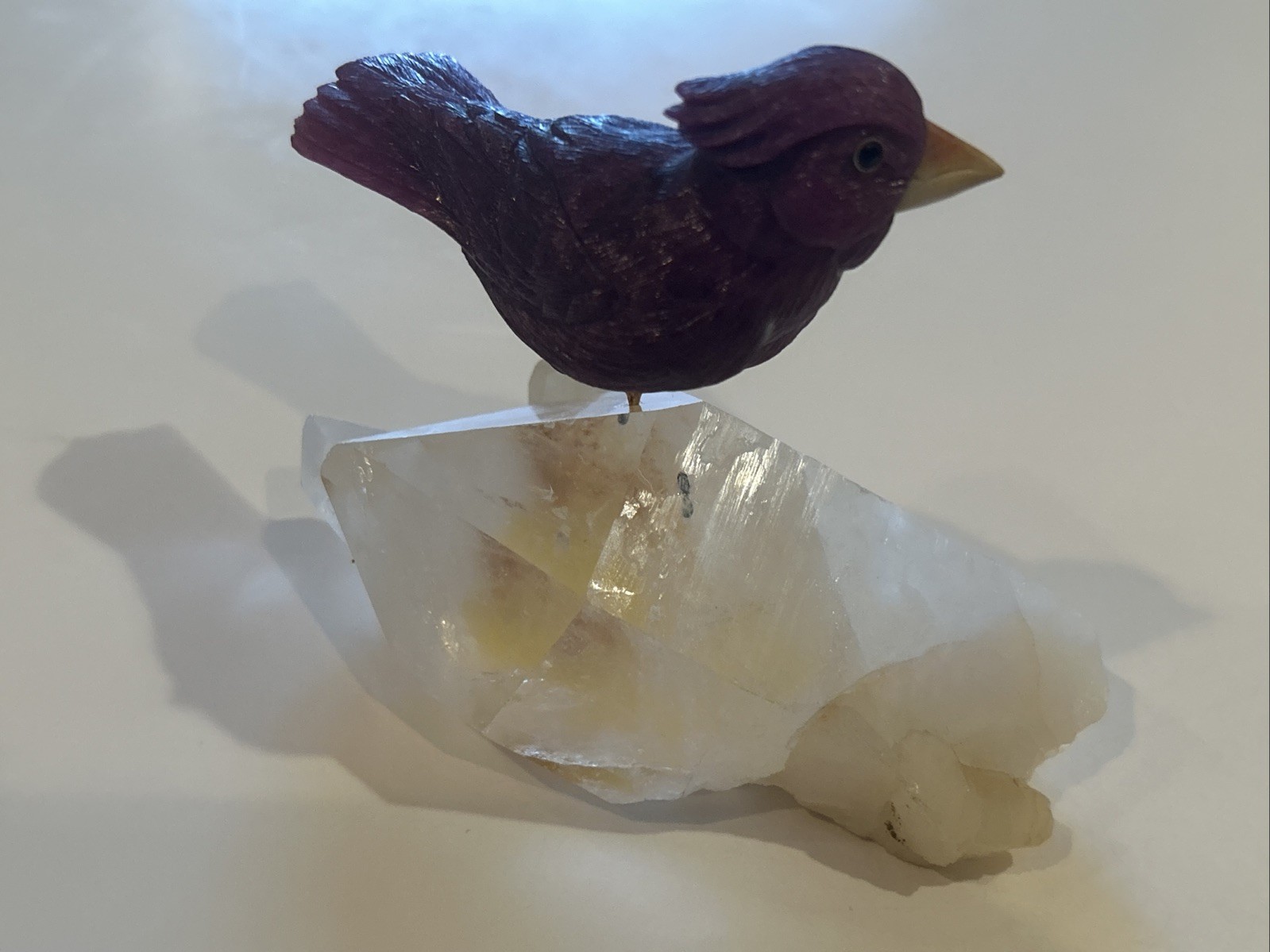 Vtg Divine Messengers Red Ruby Rubin 924 Ct Cardinal /Quartz Crystal Base As is