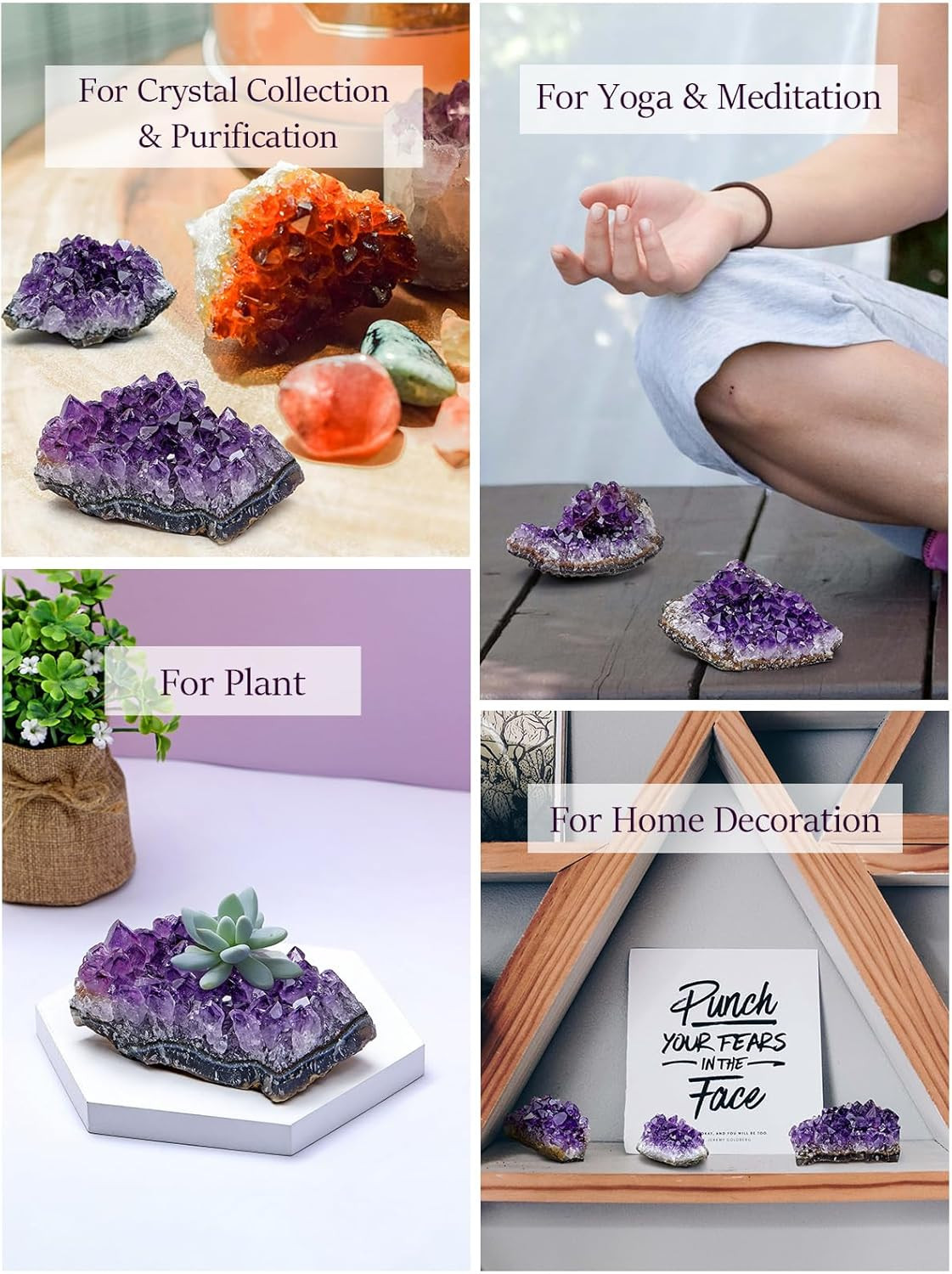 Natural Amethyst Geode Cave Healing Crystal Stones Rock Cluster Druzy Witchcraft