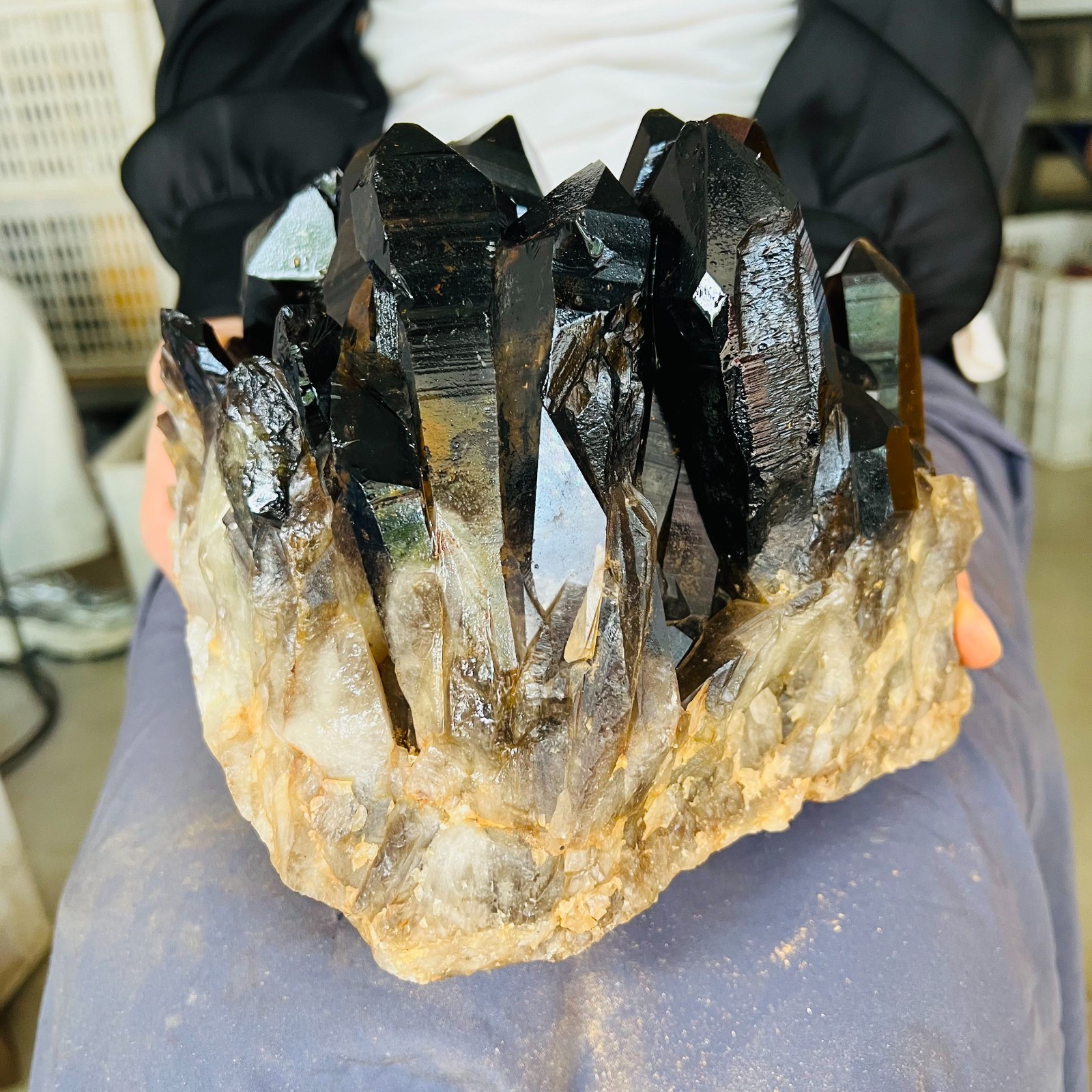 11.55LB Natural crystal smokey Cluster specimen reiki healing Decoration
