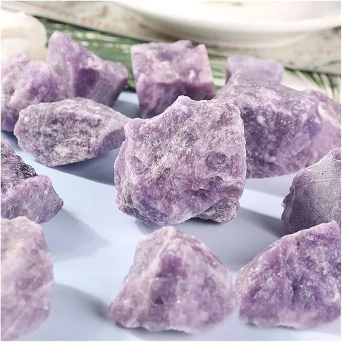 3Pcs Raw Lepidolite Stone Rough Purple Crystal Mineral Specimen Healing Decor