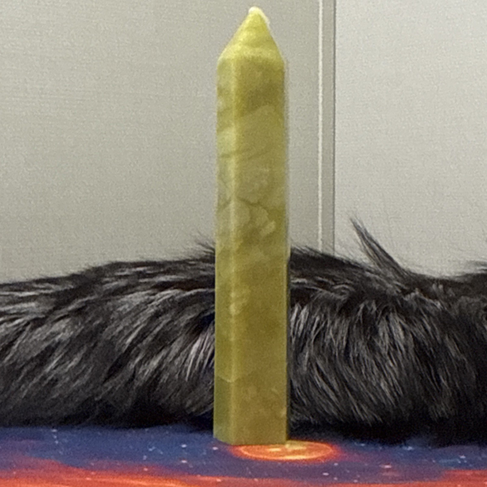 Polished Yellow Jade Crystal Tower 9in 1lb 8oz Mineral Display Specimen