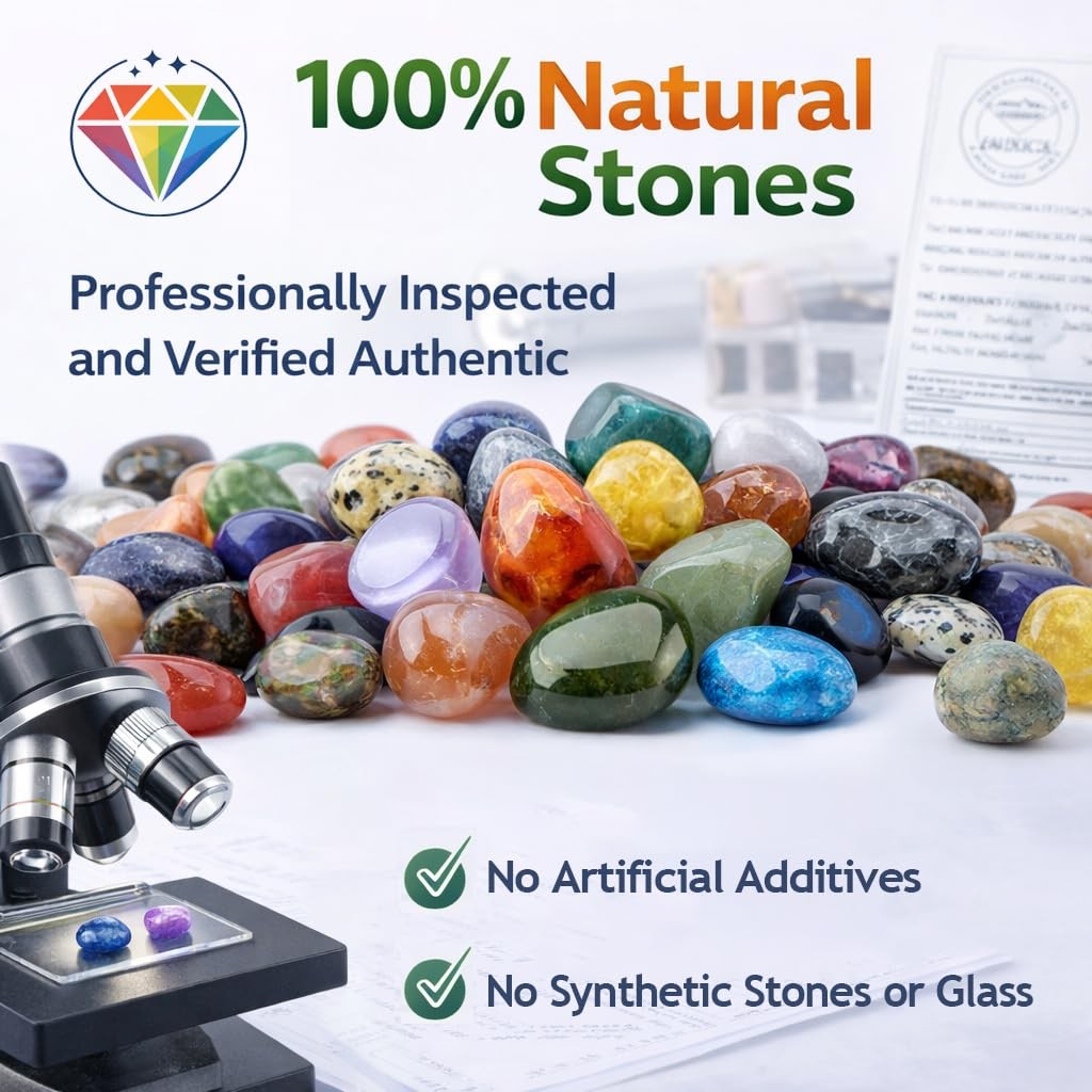 72 Tumbled Crystal Stones Healing Gemstone Set 0.5″ Bulk Reiki Meditation Decor