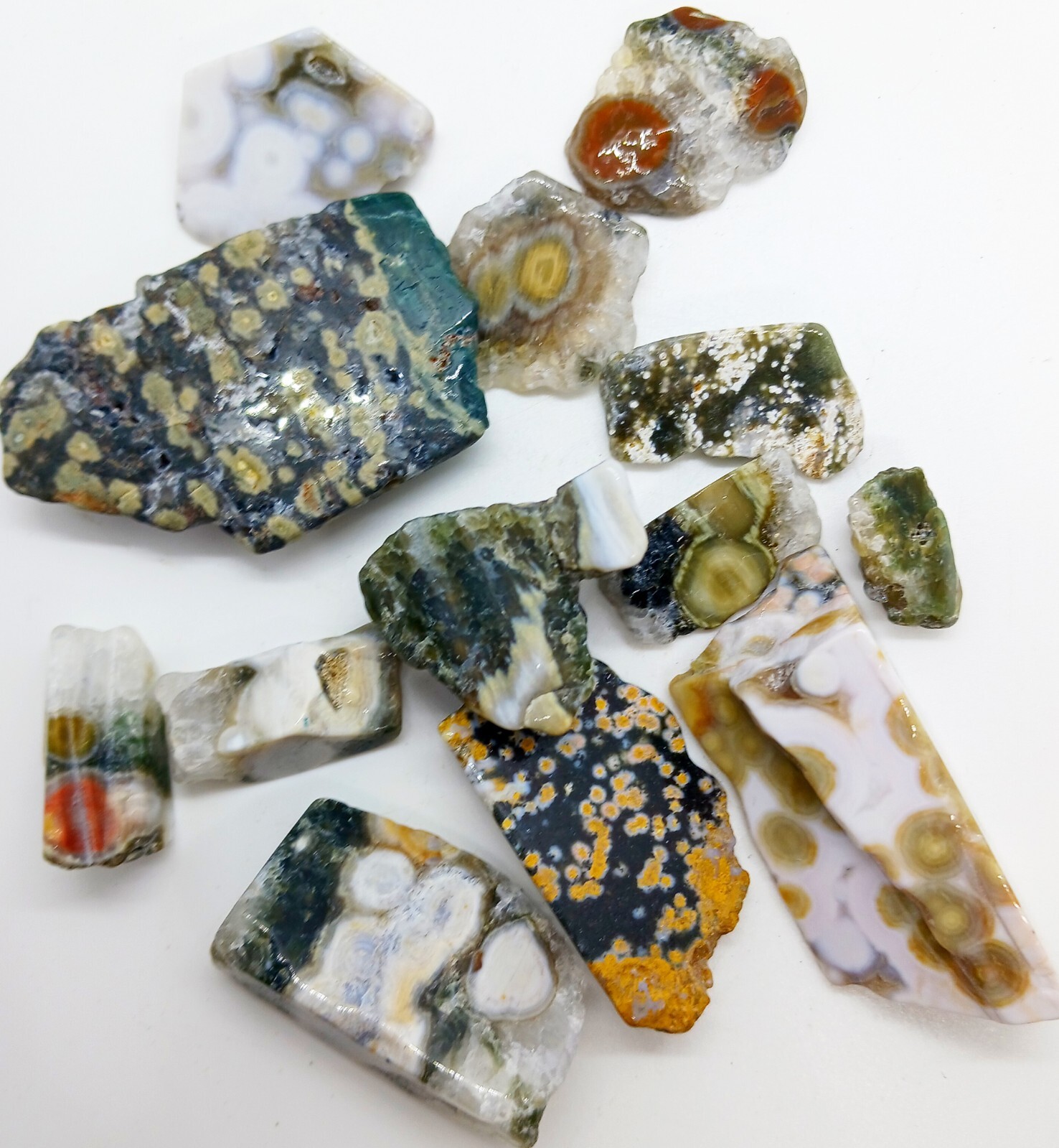 Ocean jasper 6oz bag 12-15pcs – tumbled ocean jasper crystal chips- for cabochon