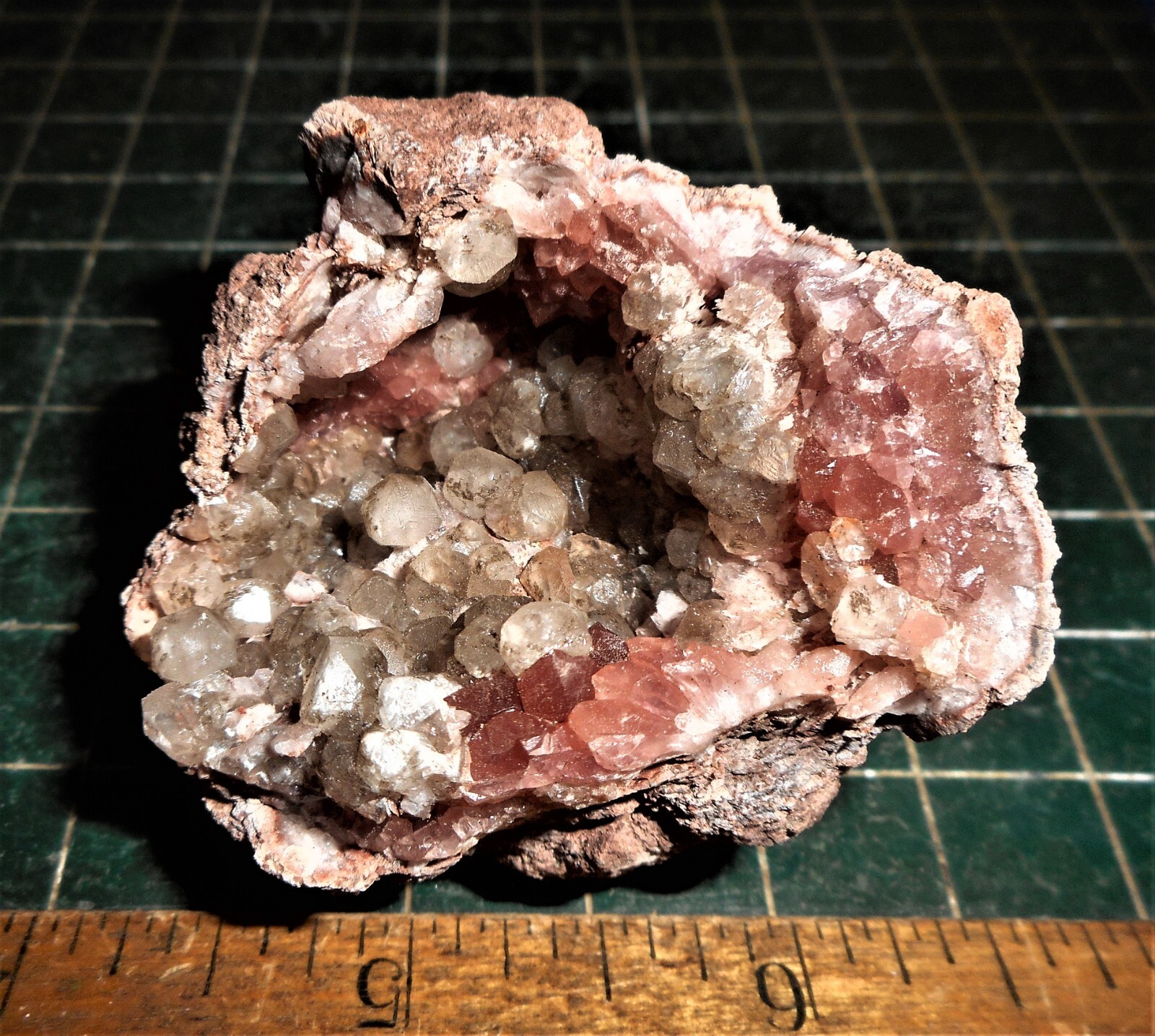 Rare Yellow & Rose Quartz Crystal Cluster Geode. Pink Stone Specimen Brazil RQ57