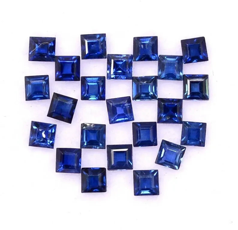 Blue Sapphire Square Cut Gemstone 50 Ct Flawless Loose Gemstone 5 -6 Pcs