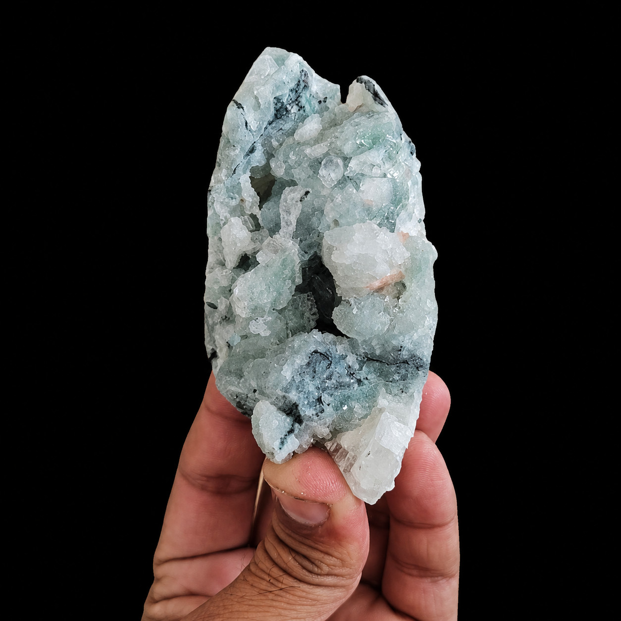 Green Apophyllite with Stilbite Crystal Mineral 184g 9x5x3cm Natural Mineral