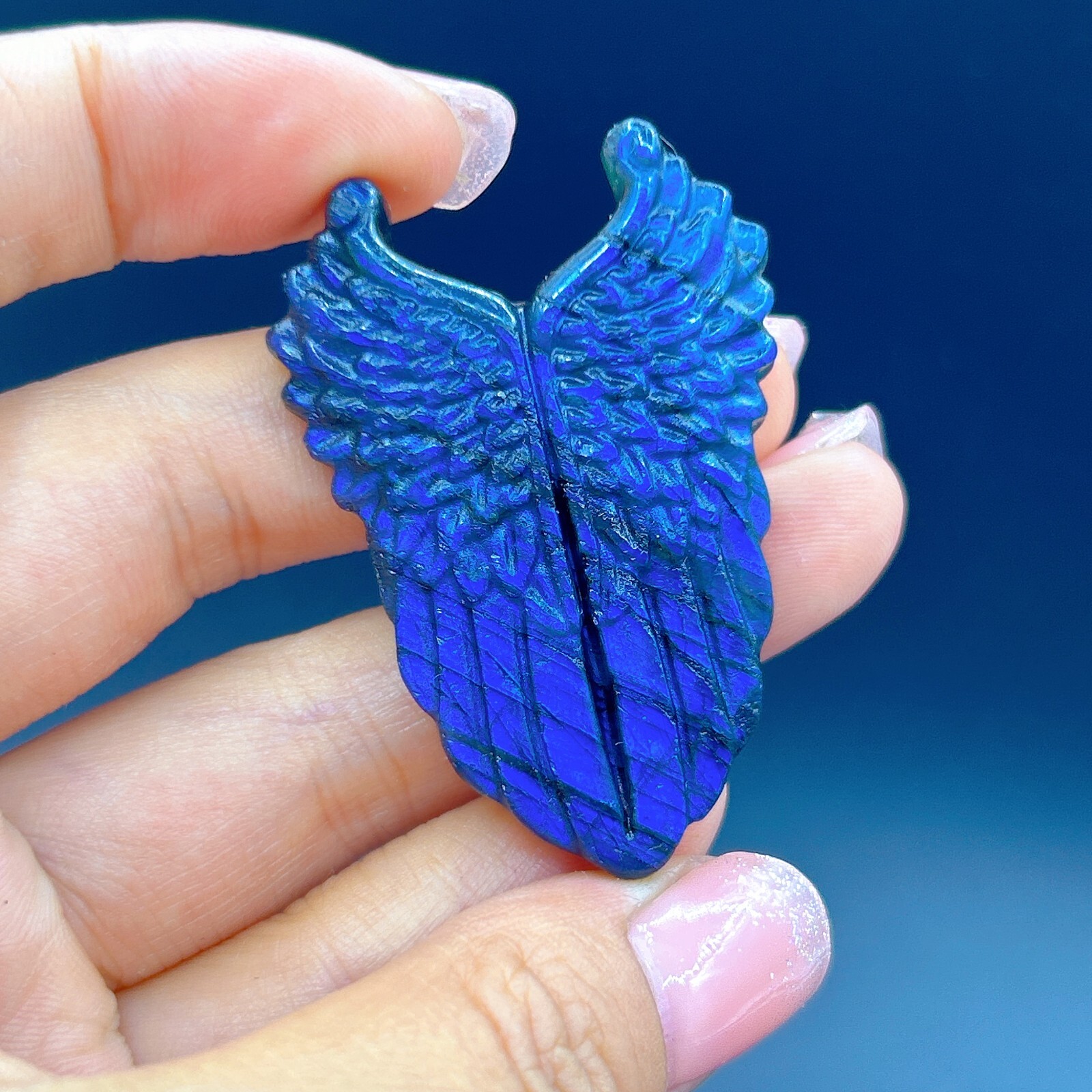 Natural labradorite Angel wings Hand Carved crystal crystal Healing