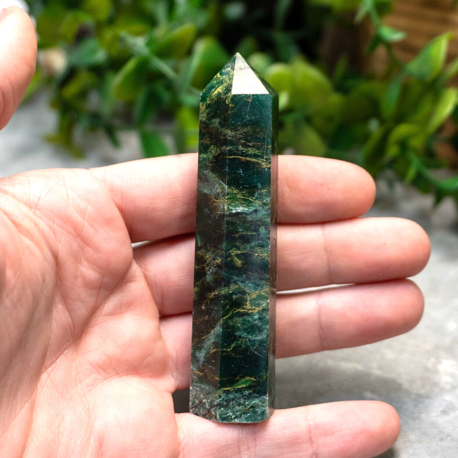 Natural Green Jade Tower Green Jade Obelisk Healing Crystal Gifts for Loved