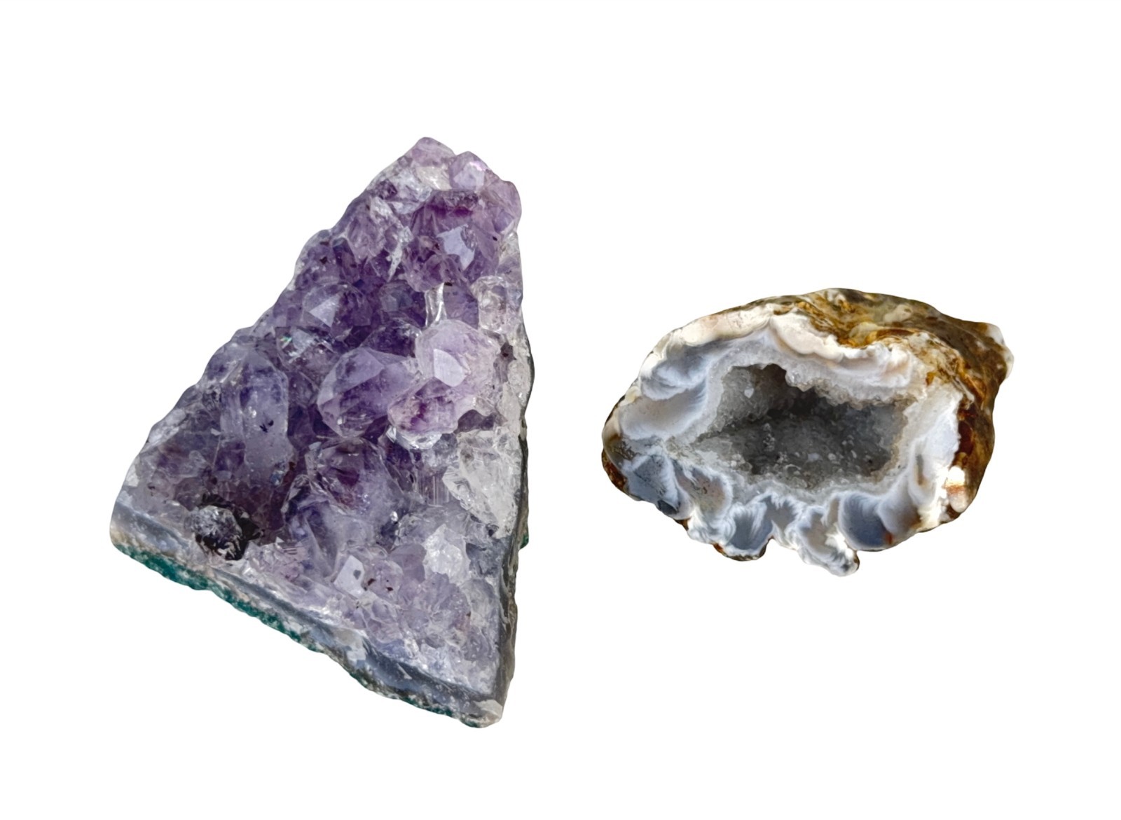 Natural Amethyst Raw Clusters and Agate Quartz Geode Half Lot 3 Pieces