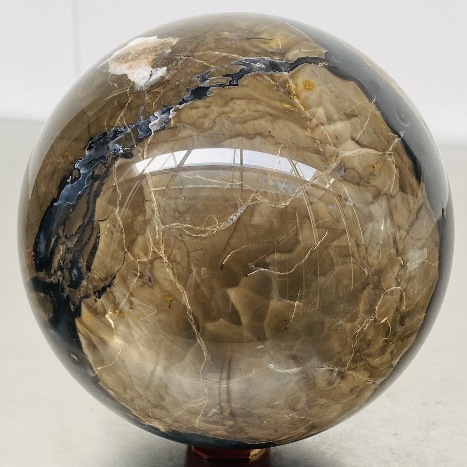 Natural Rare Volcanic Agate Crystal Sphere Healing 4620G (UV Reactive crystal)