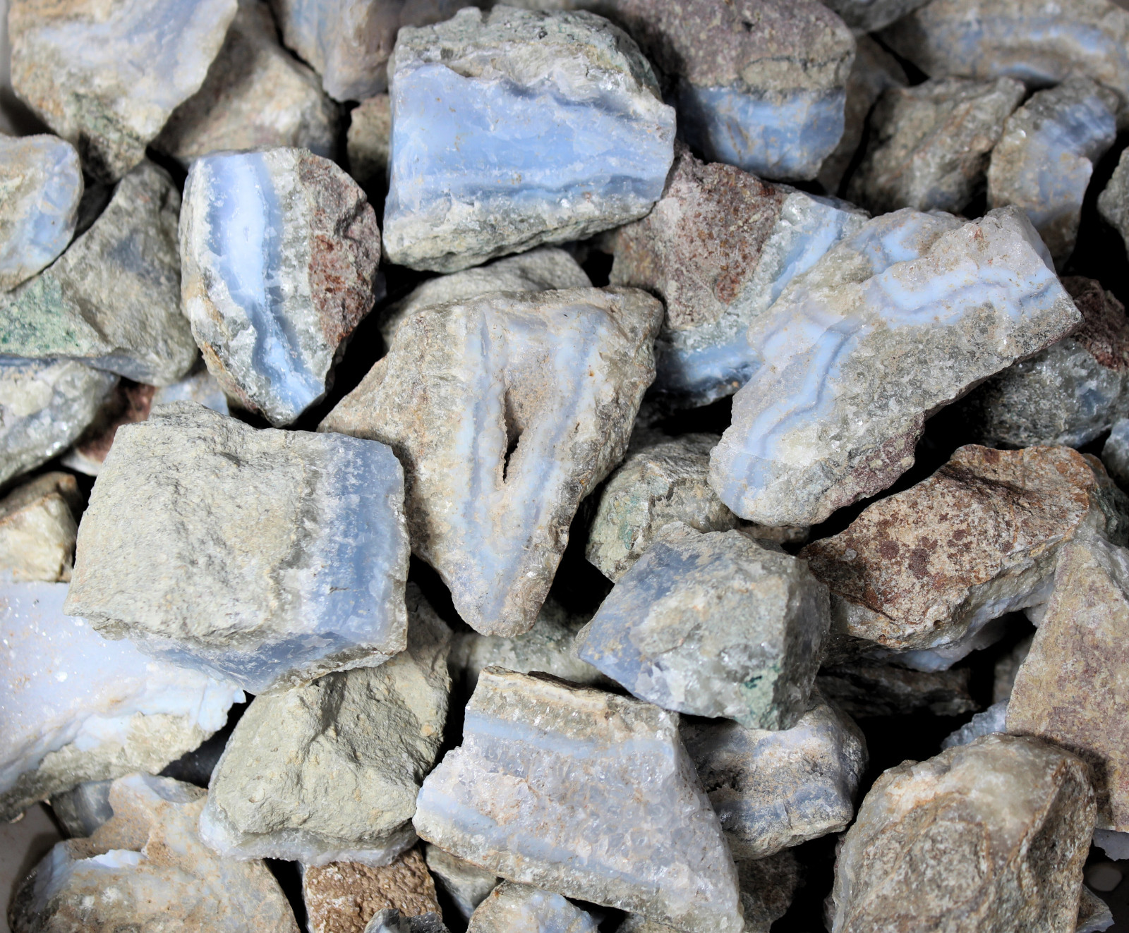 Blue Lace Agate – Rough Rocks for Tumbling – Bulk Wholesale 1LB options