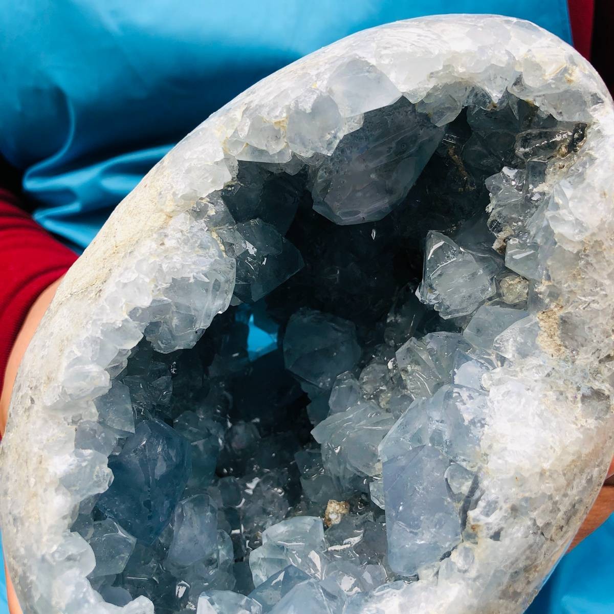 7.56LB Natural Blue Celestite Geode Quartz Crystal Mineral Specimen Healing
