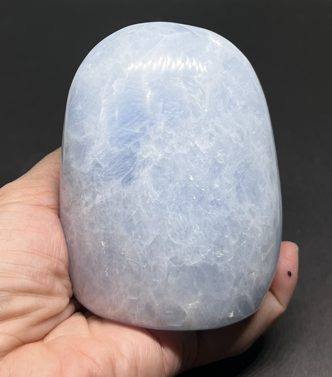 Blue Calcite FreeForm/Freestanding Polished Stone 1.55lbs From Madagascar