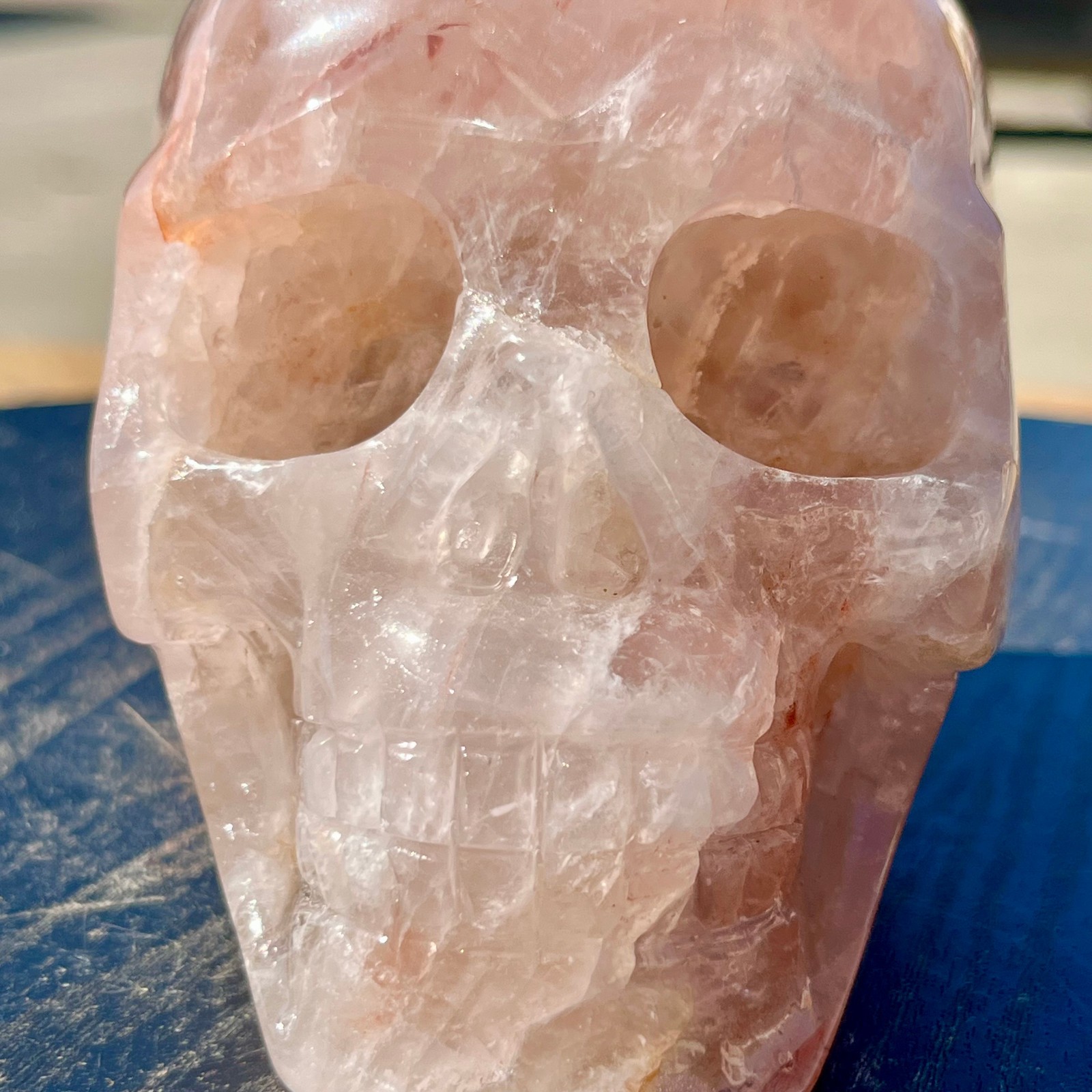 Hand Carved Red Agate Skull Crystal Sphere Home Ornament 2.7 lb