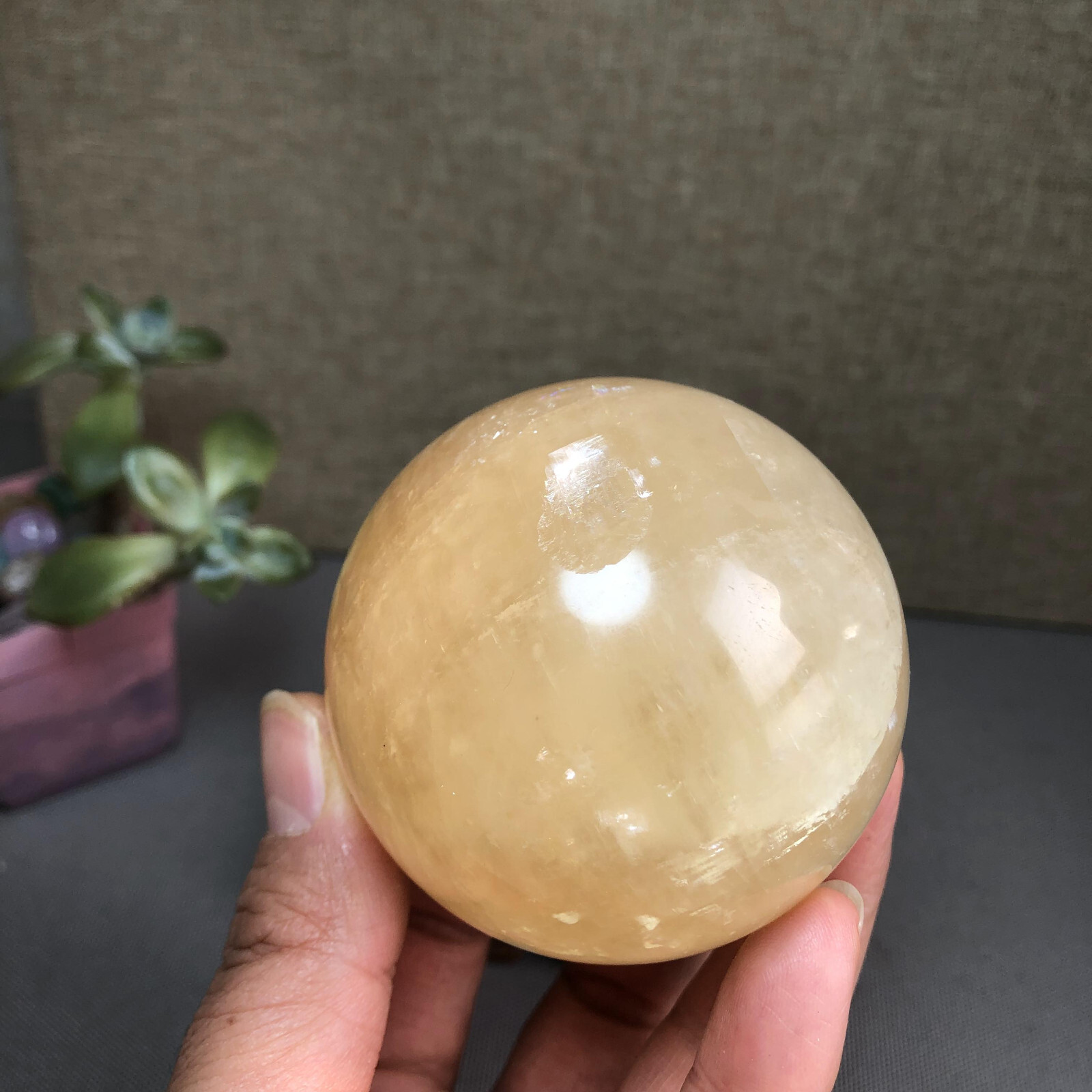 62mm Natural Iceland spar sphere ball Crystal polish/rough specimens 363g A4989