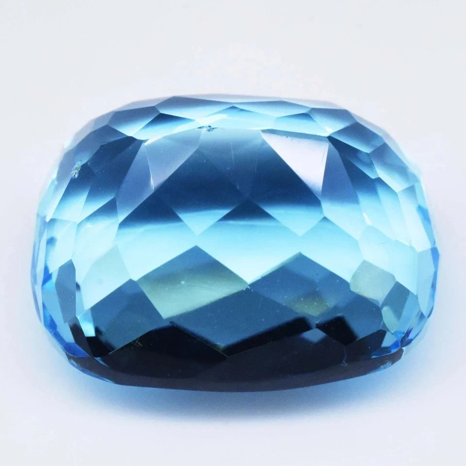 60+ Ct Lustrous Sky Blue Topaz Cushion Cut Flawless Certified Loose Gemstone