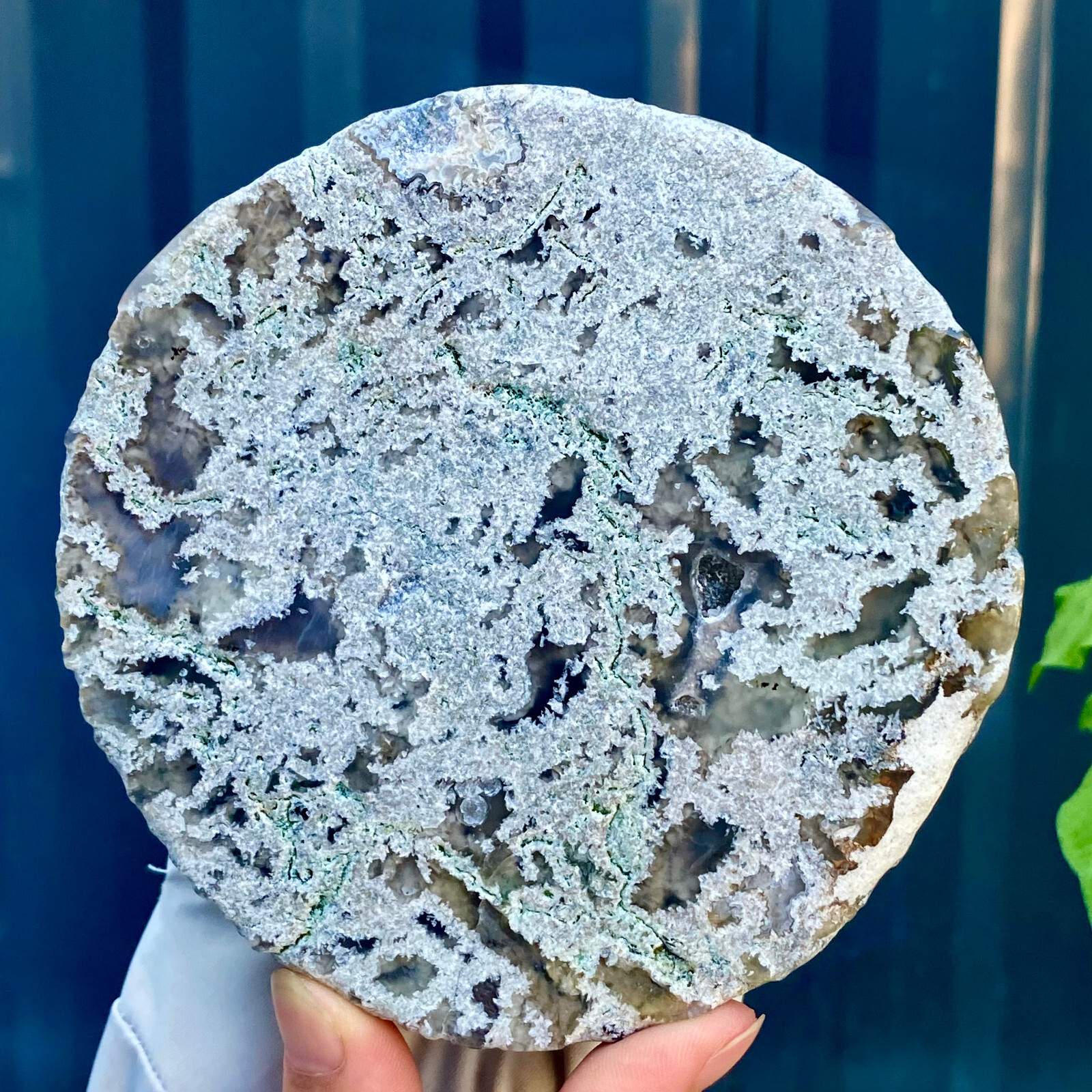 300G Natural agate water grass quartz tablet crystal polishing healing Mineral