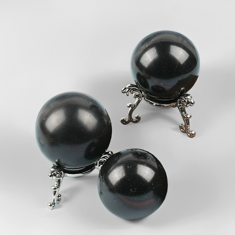 2inches Black Tourmaline Sphere Protection Stone Healing Crystal Ball Free Base