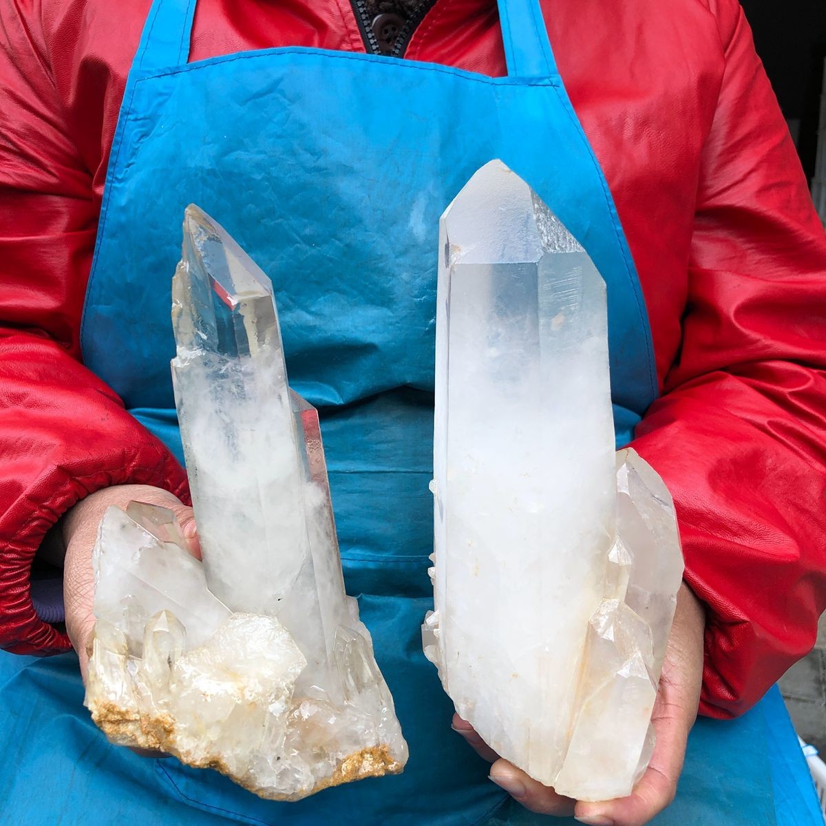 2pcs 5.34LB Natural White Clear Quartz Crystal Cluster Rough Specimen Healing