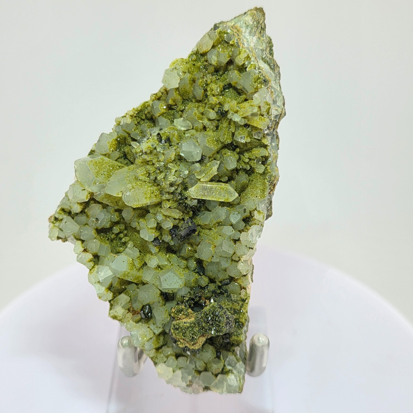 Epidote and Quartz from Turkey – Druzy Lime Green Sparkly Epidote on Quartz