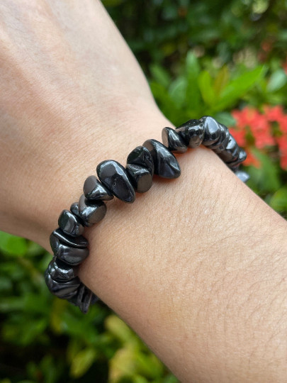 Shungite Bracelet, Shungite nugget, Stretch Bracelet, Radiation EMF Protection