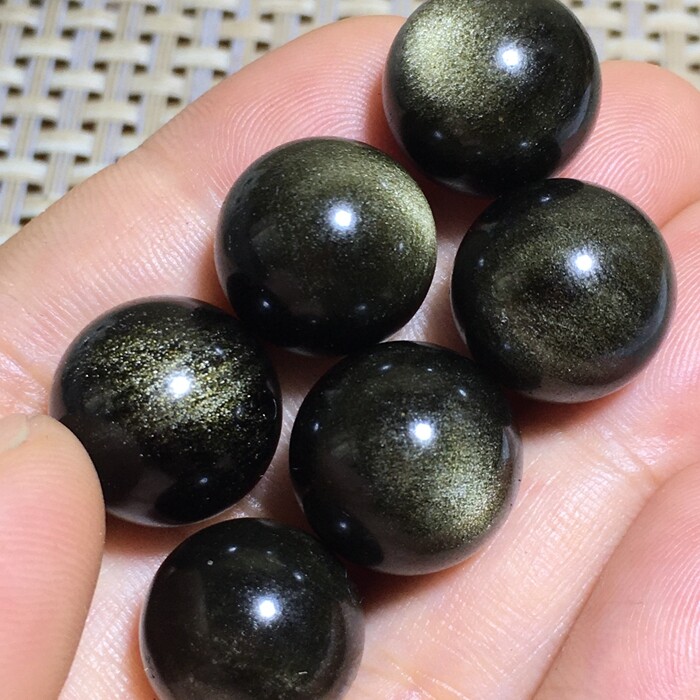 6pcs NATURAL CATS EYE OBSIDIAN QUARTZ CRYSTAL SPHERE BALL RARE 20mm