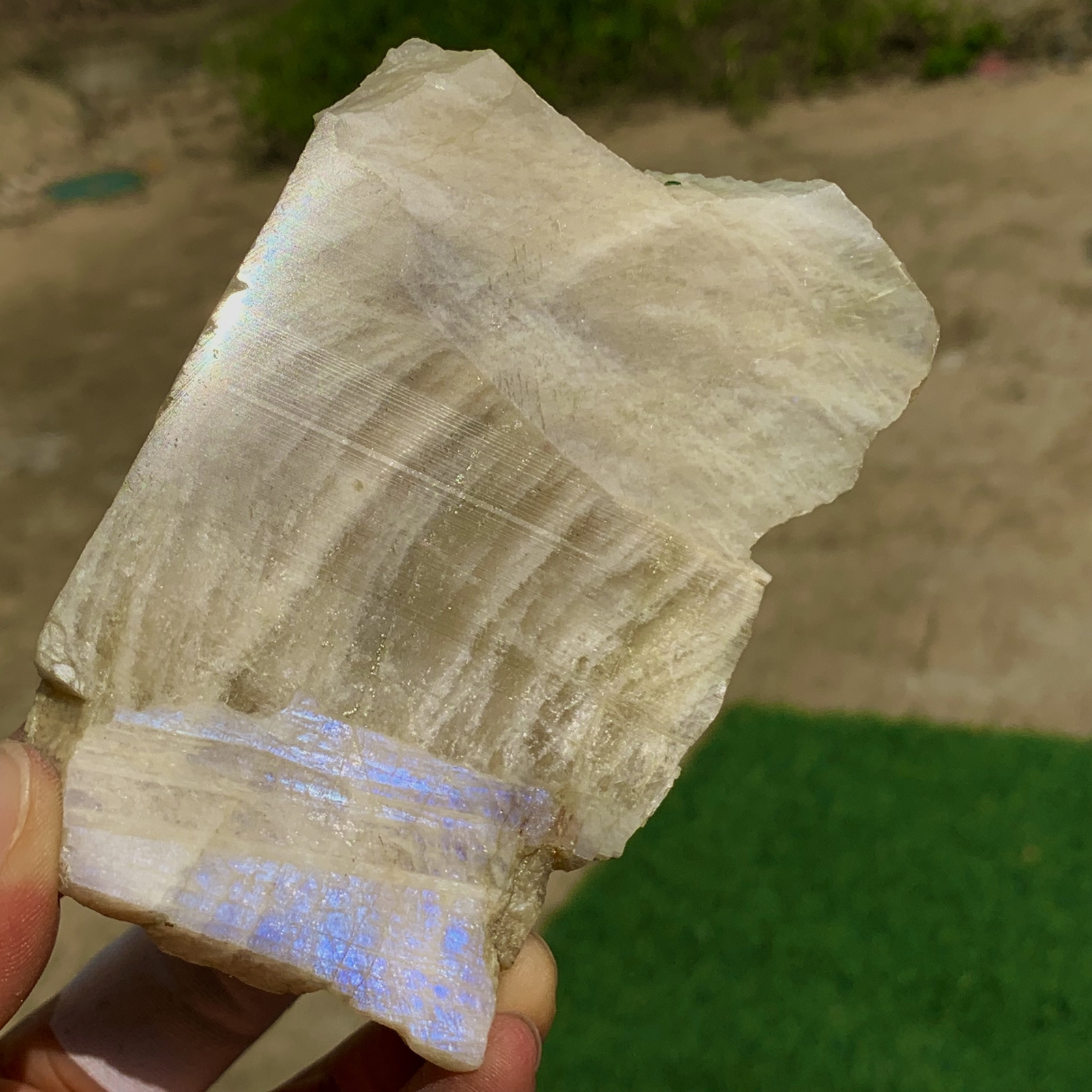 193G Flashy Rainbow Moonstone Sunstone Crystal Slab, Thick Rainbow Moonsto