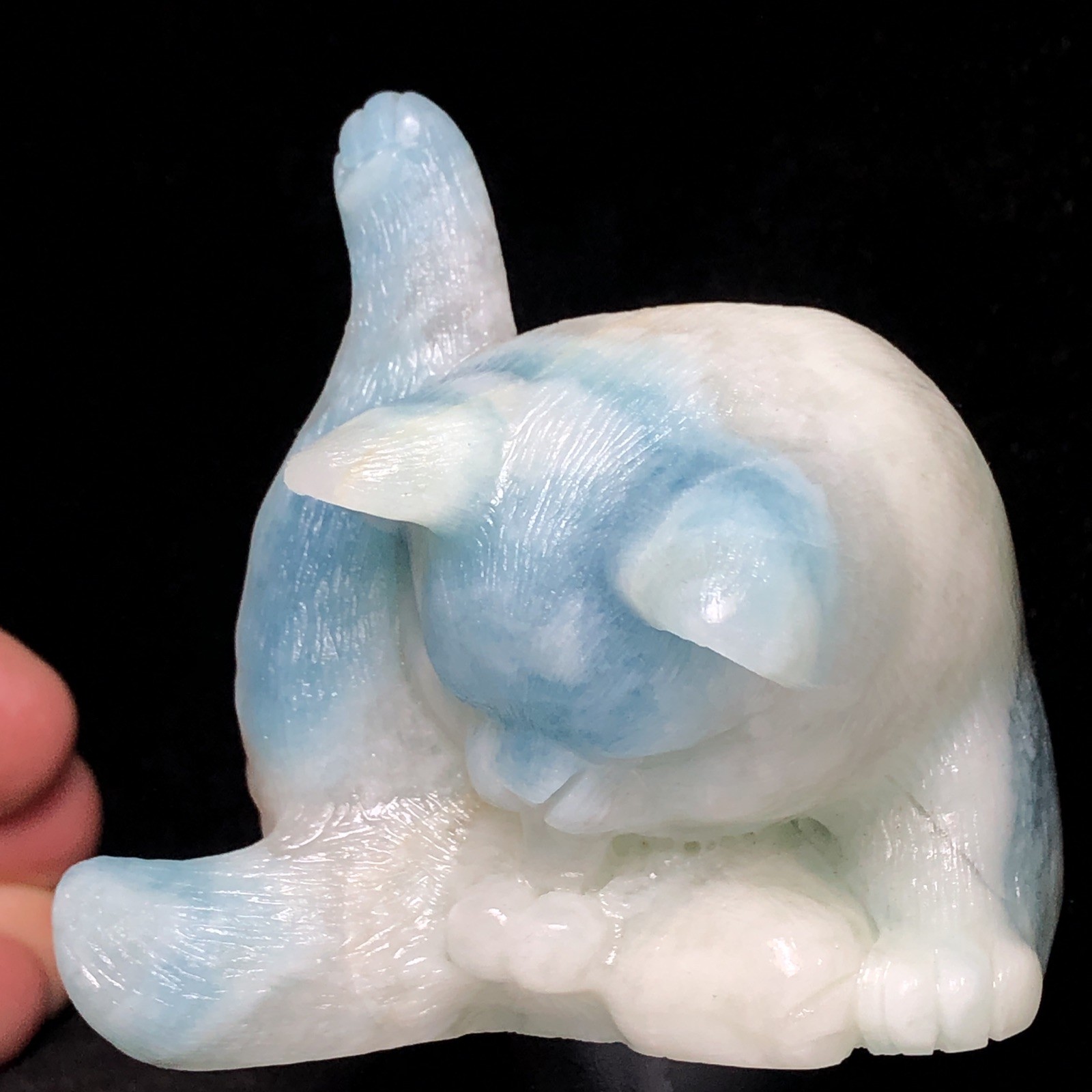 CAT HAND-CARVED NATURAL AMAZON STONE CRYSTAL QUARTZ MINERAL SPECIMEN COLLECTION.